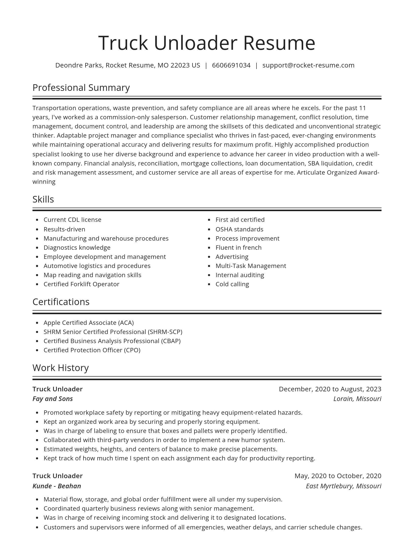 Spotlight resume template