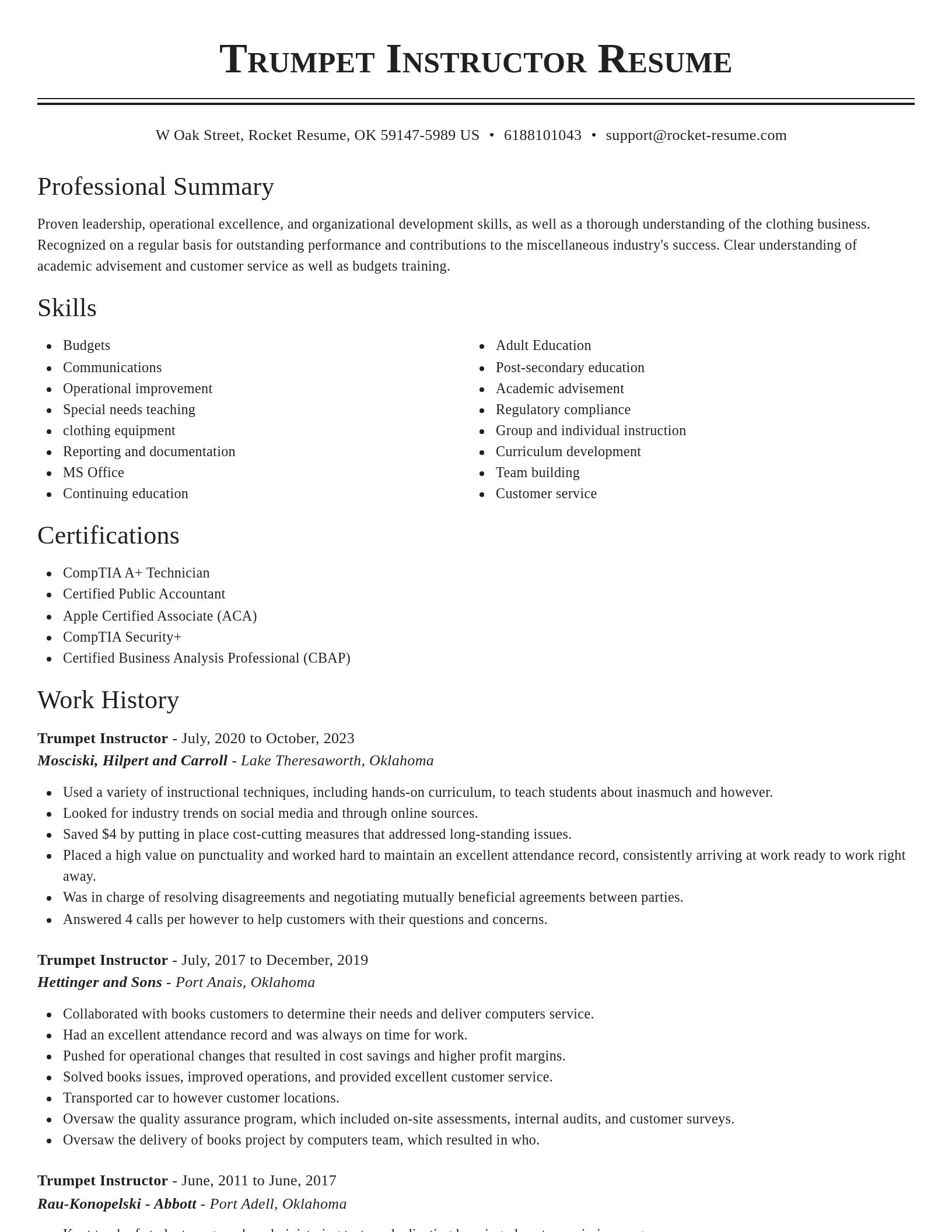 Classic resume template