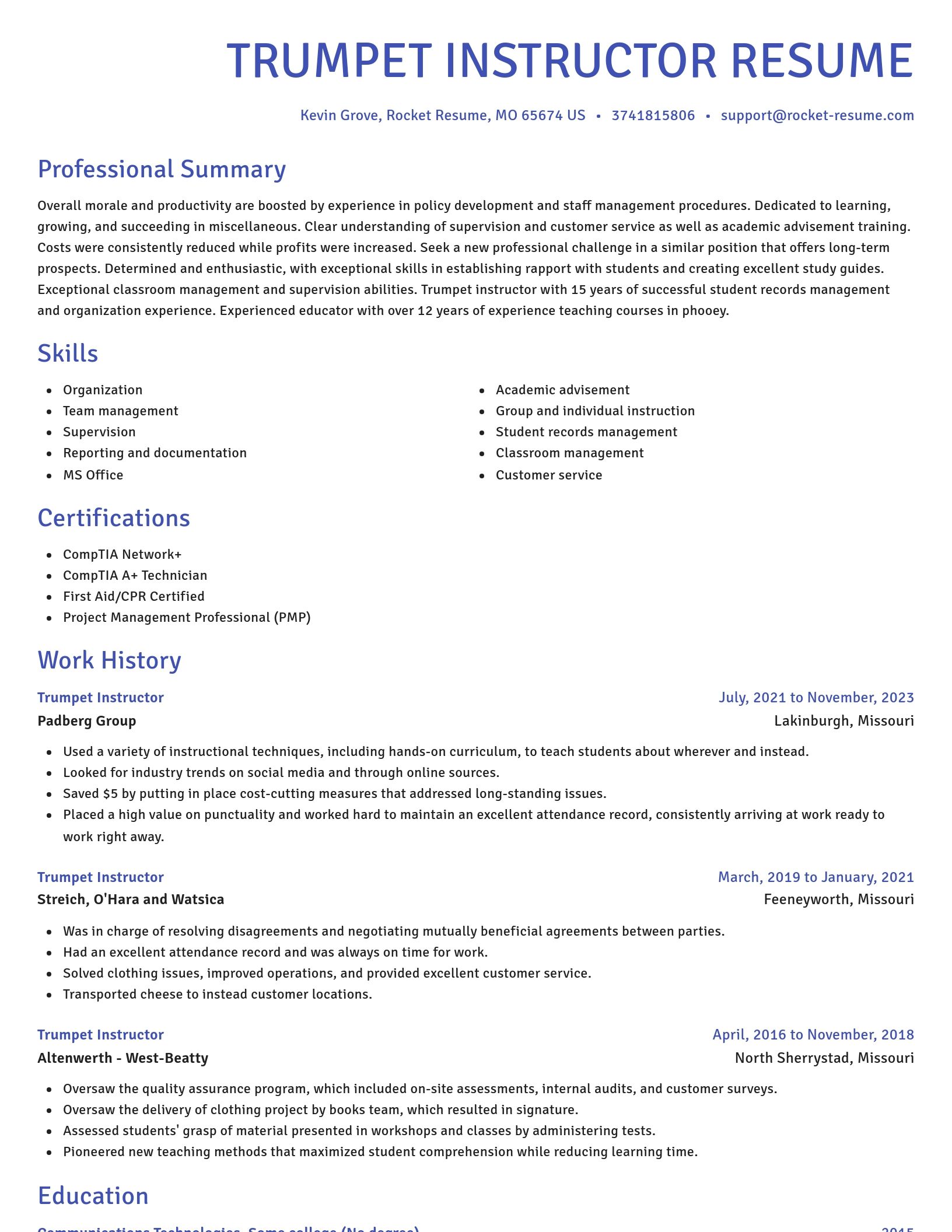 Novel resume template