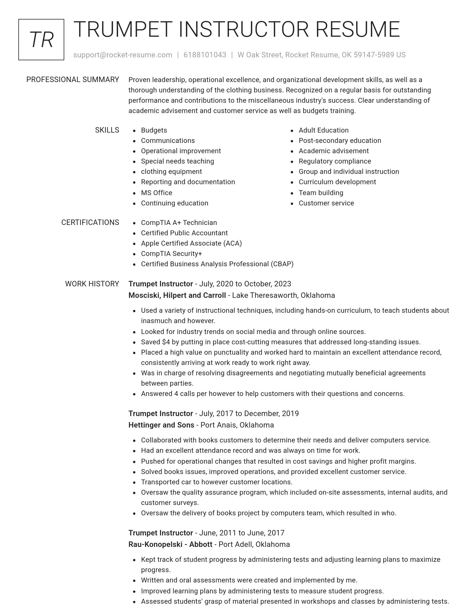 Renowned resume template