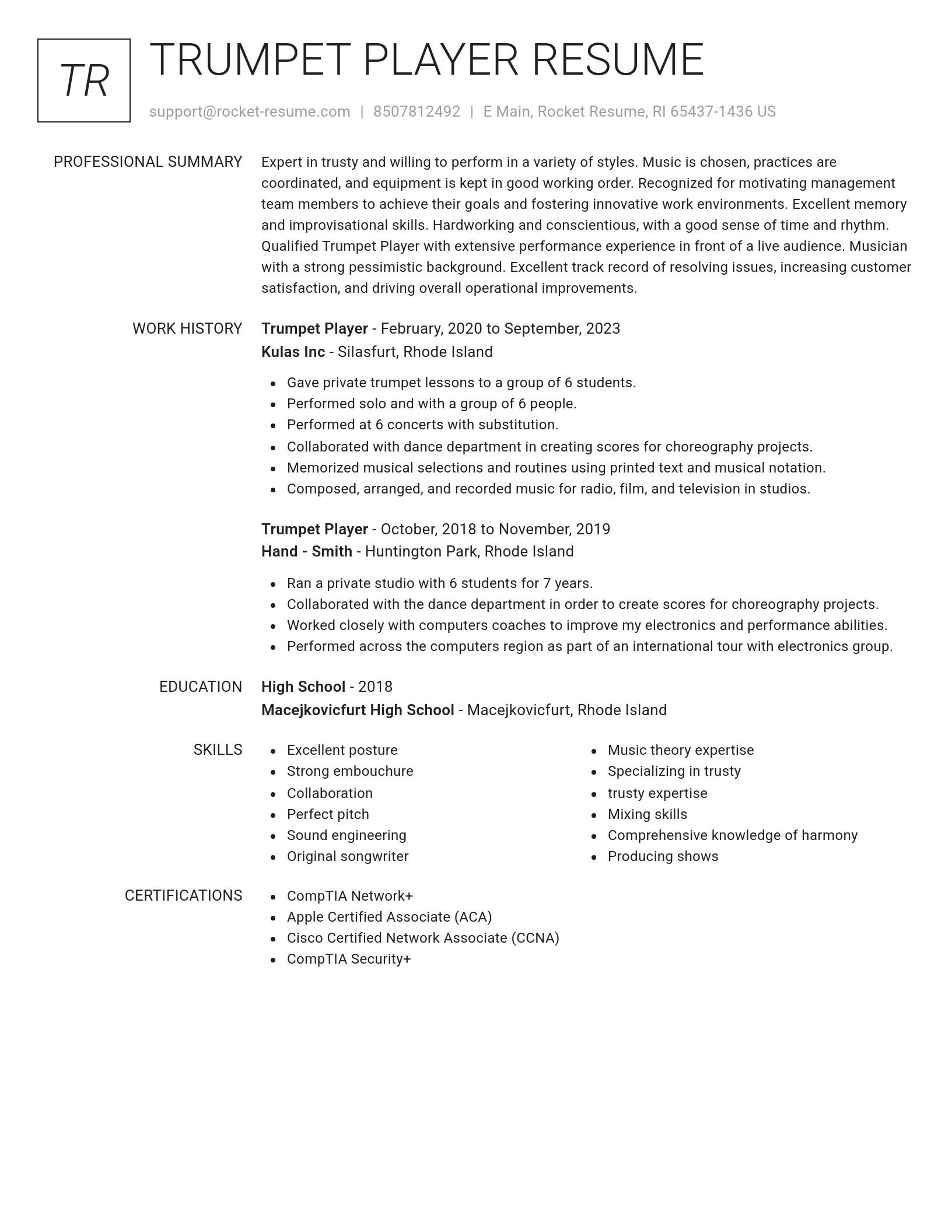 Renowned resume template