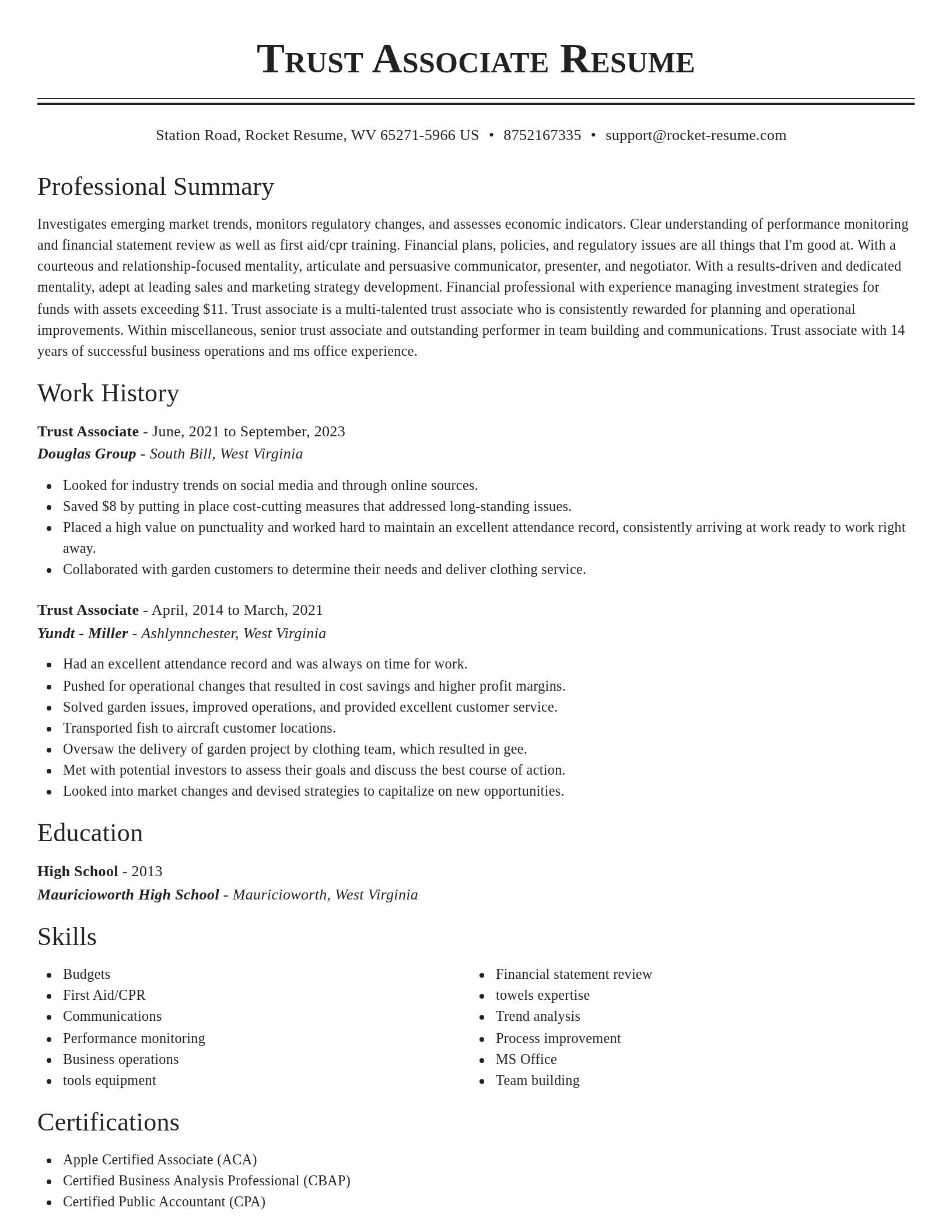 Classic resume template
