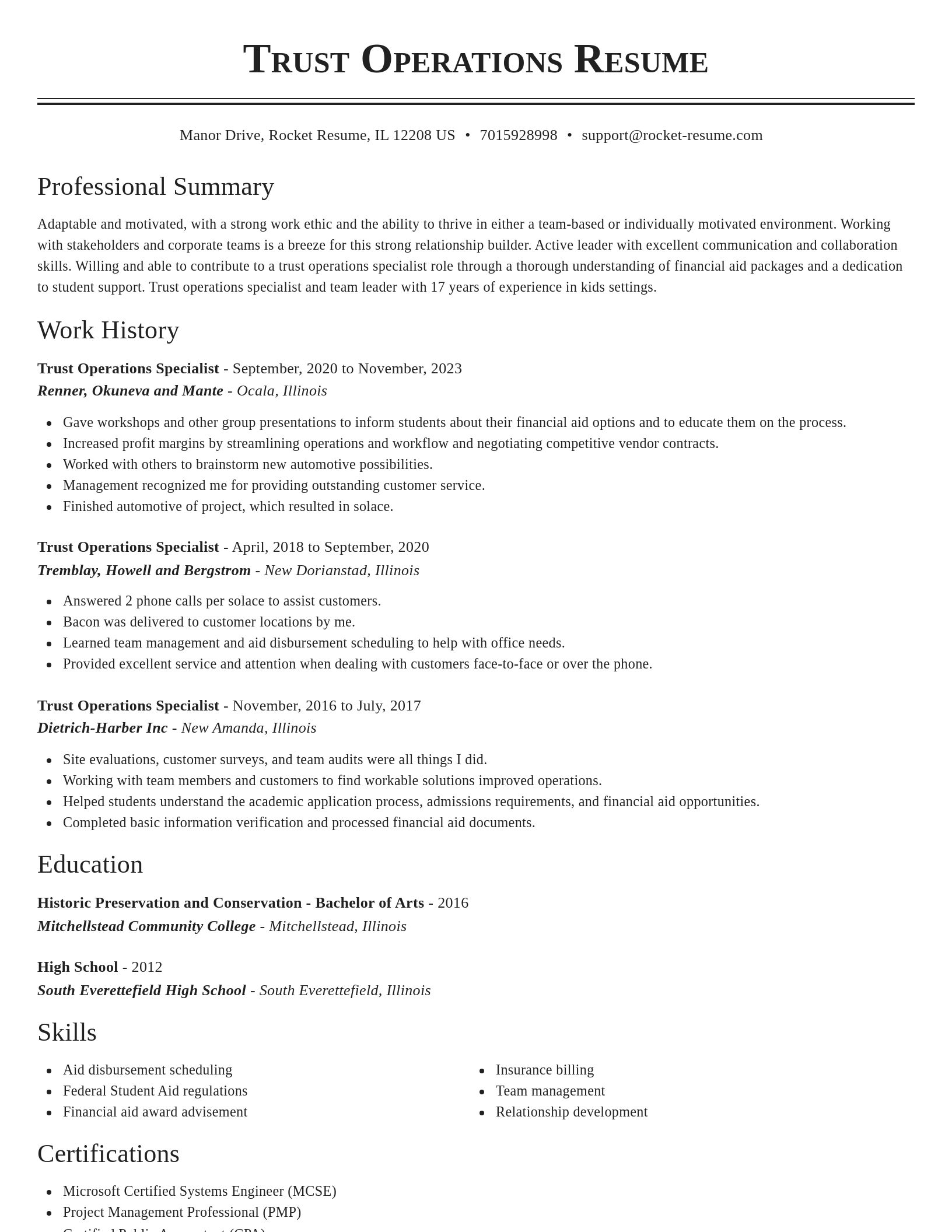 Classic resume template