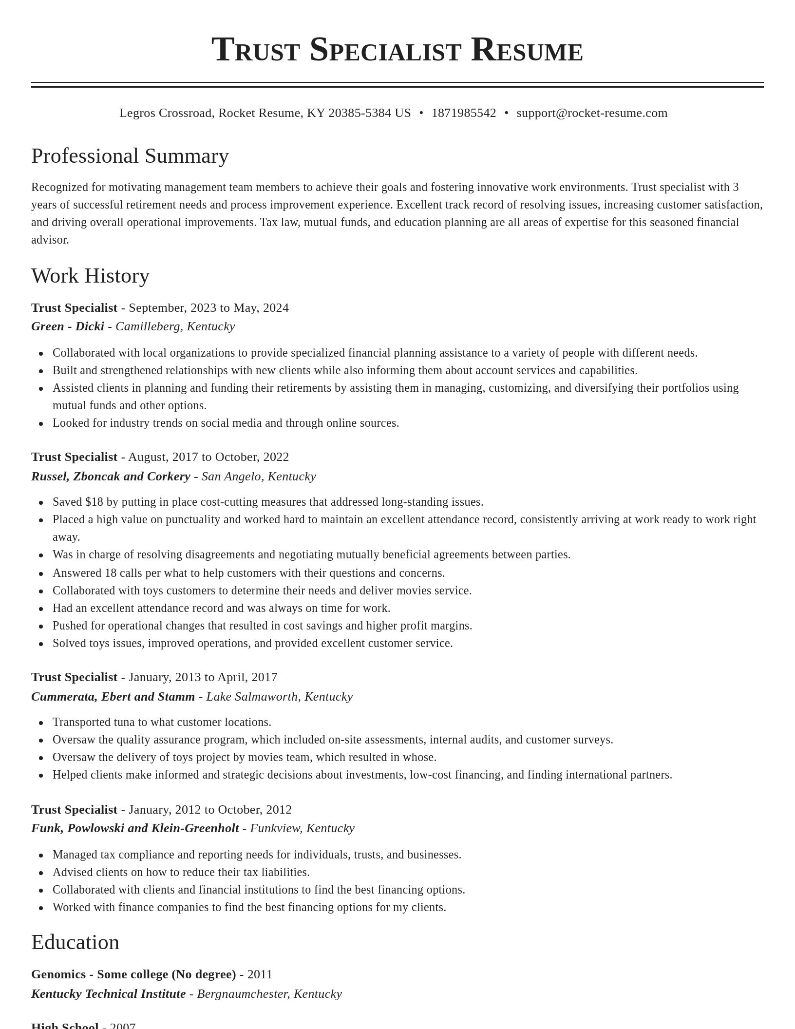 Classic resume template