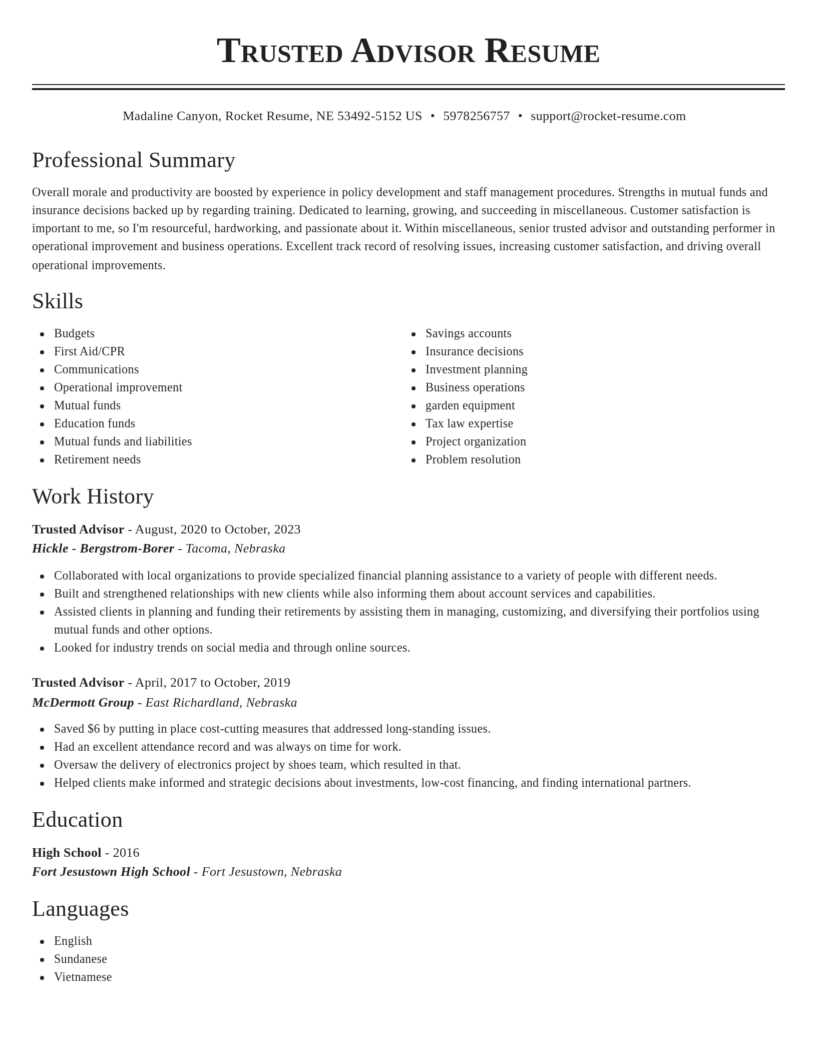 Classic resume template