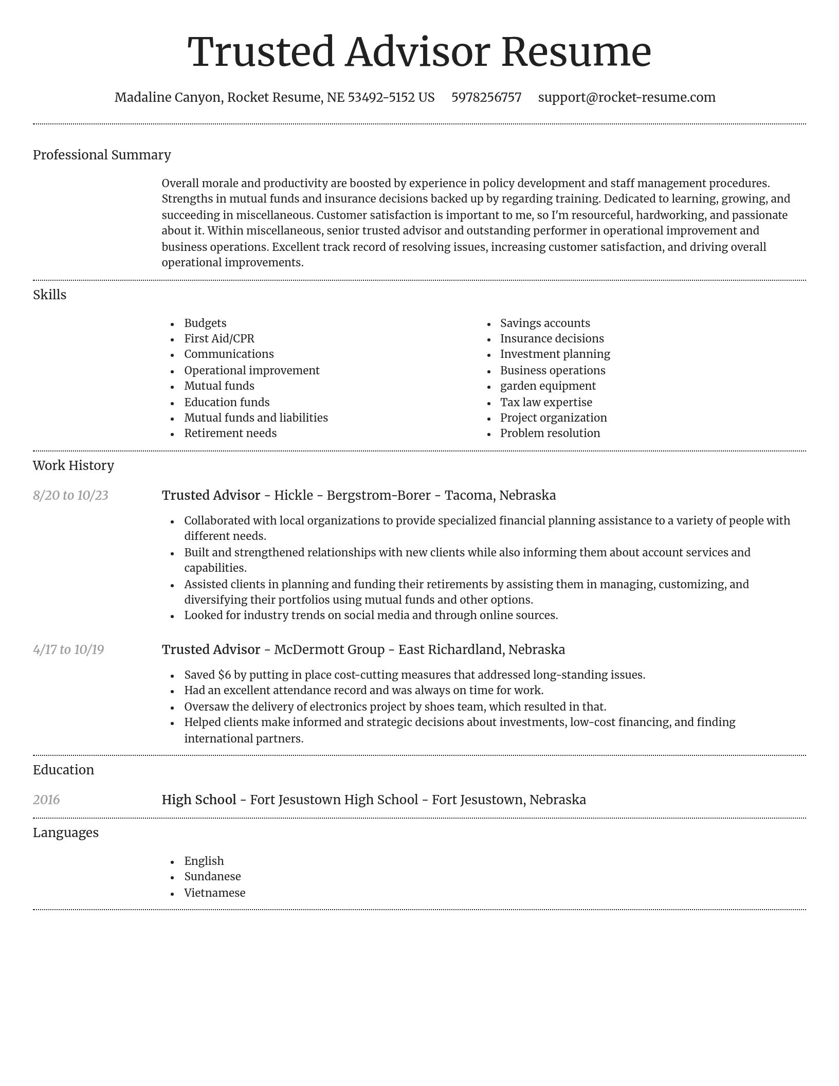 Dignified resume template