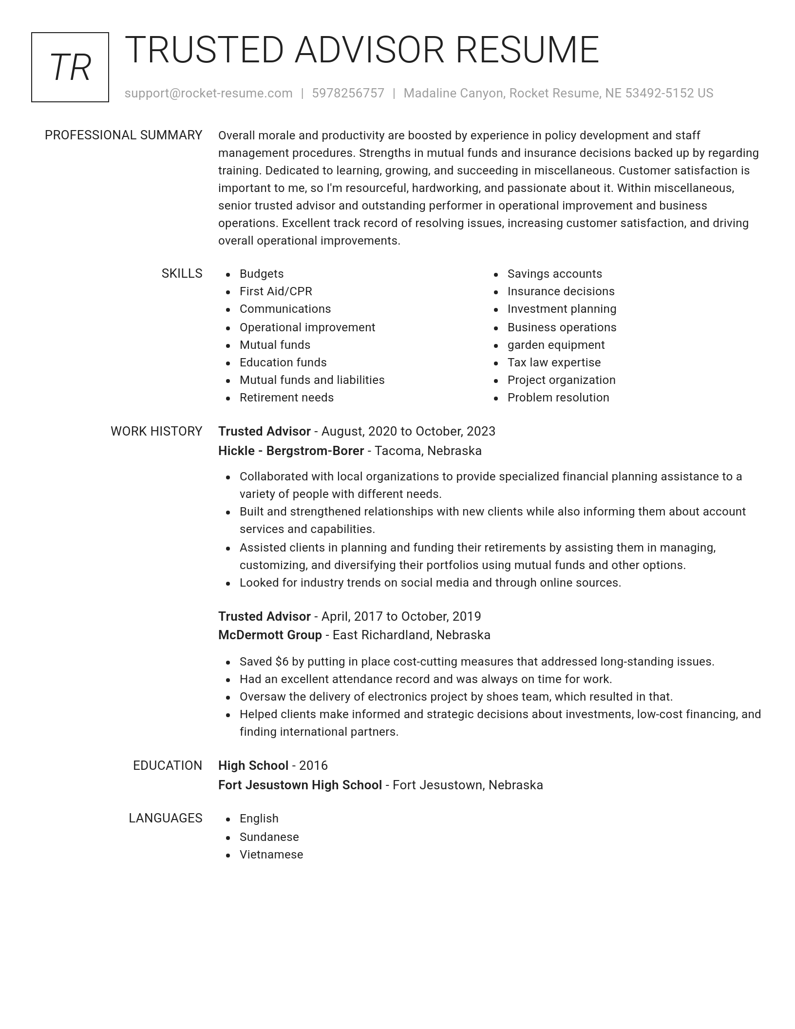 Renowned resume template