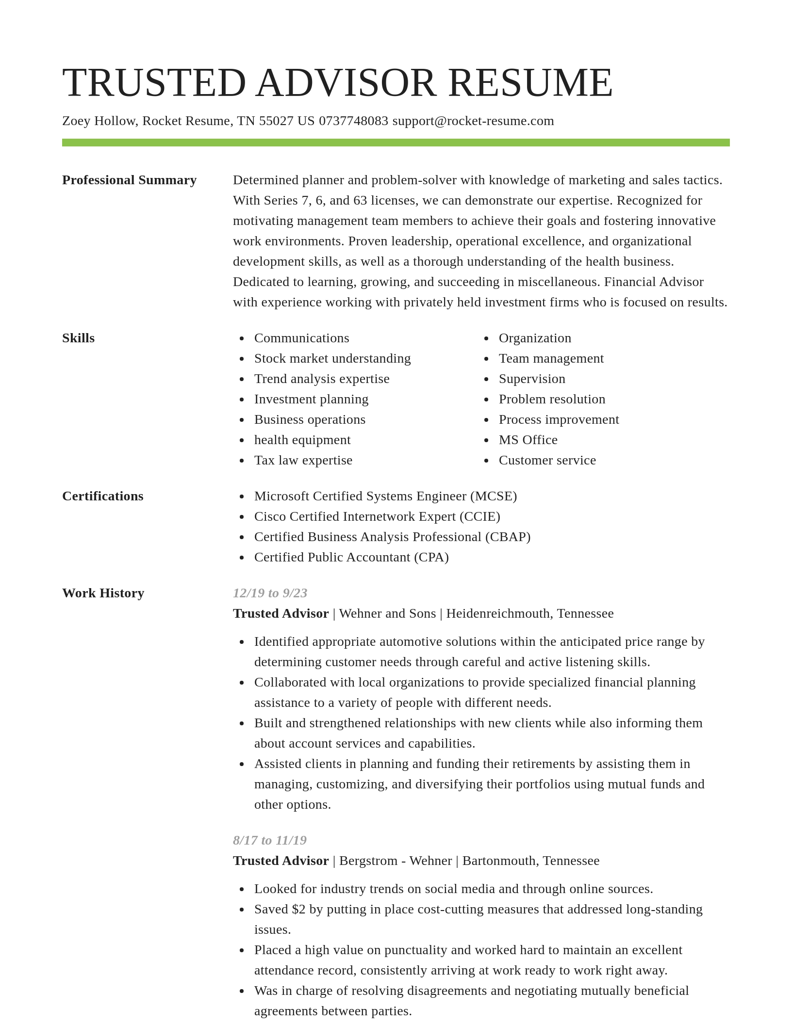 Smart resume template