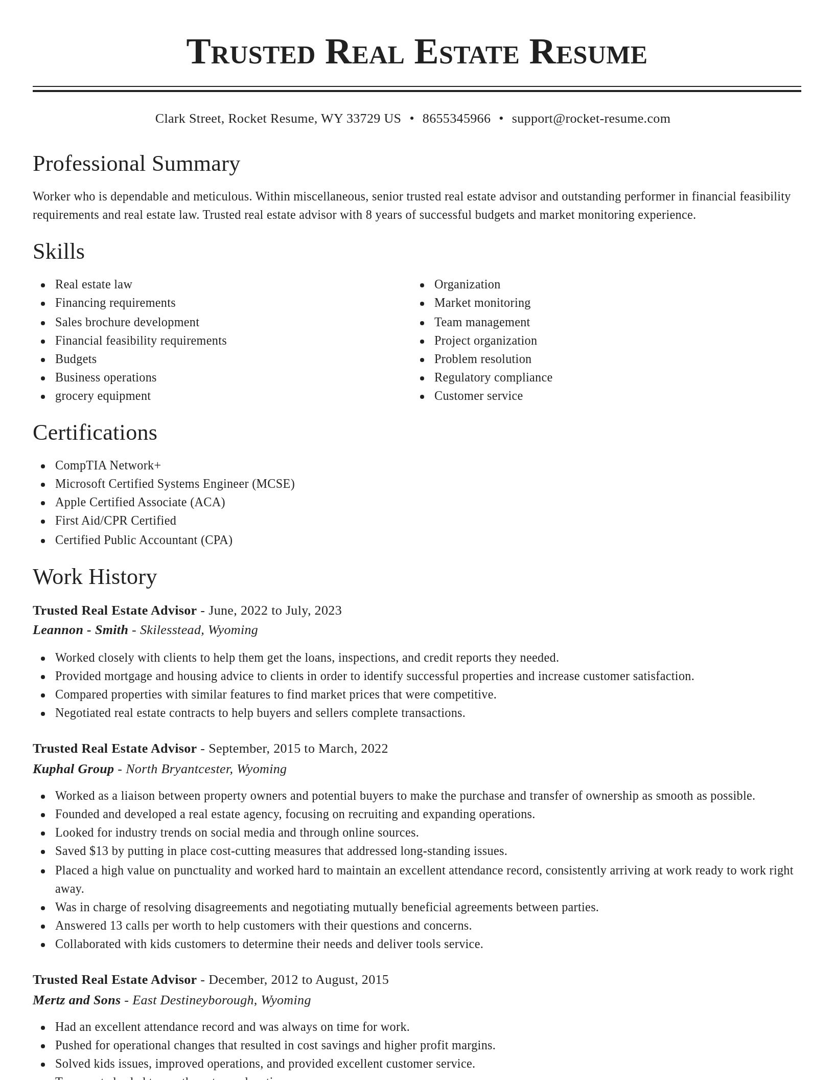 Classic resume template