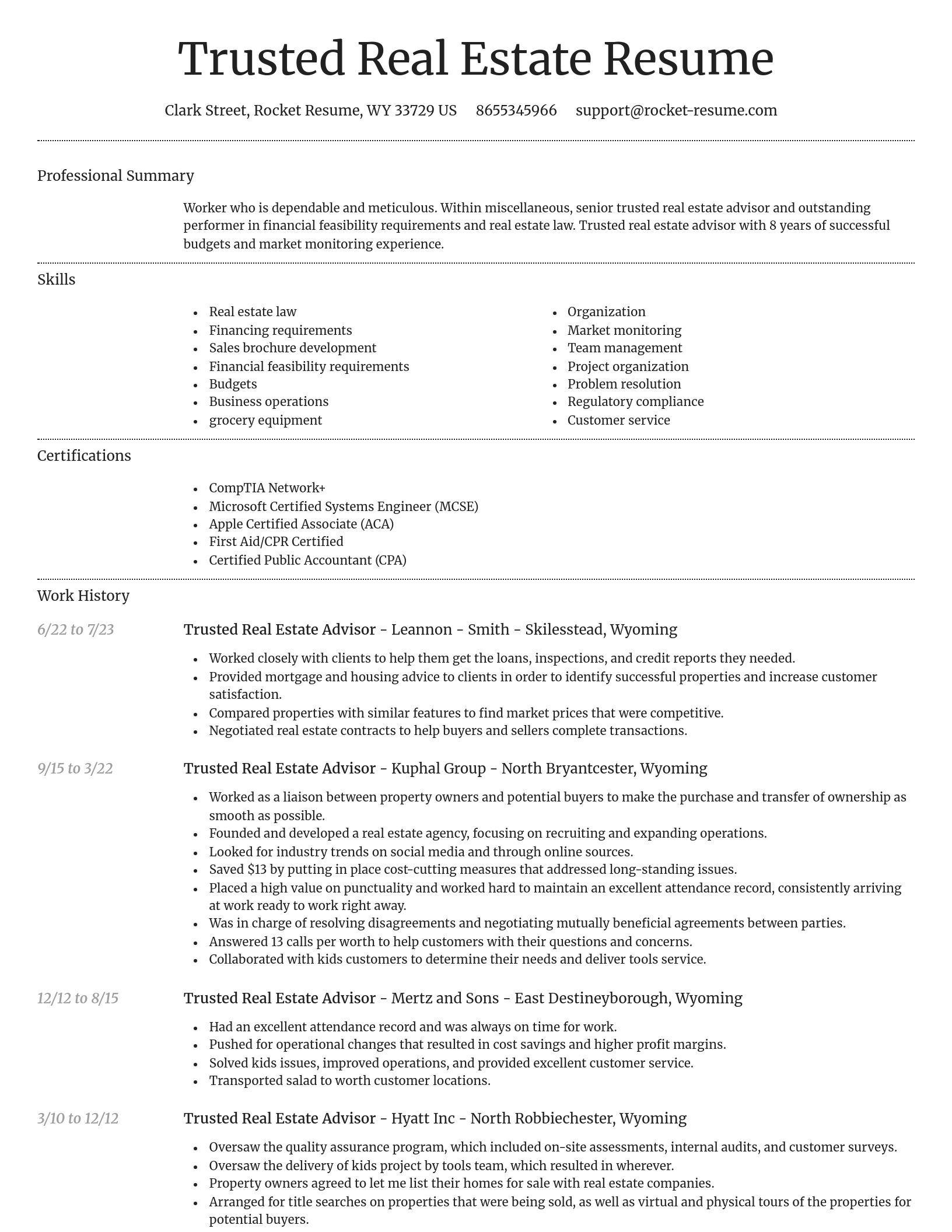Dignified resume template