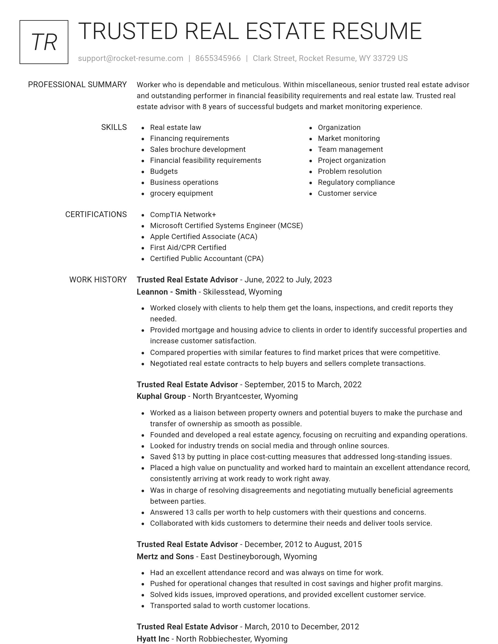 Renowned resume template