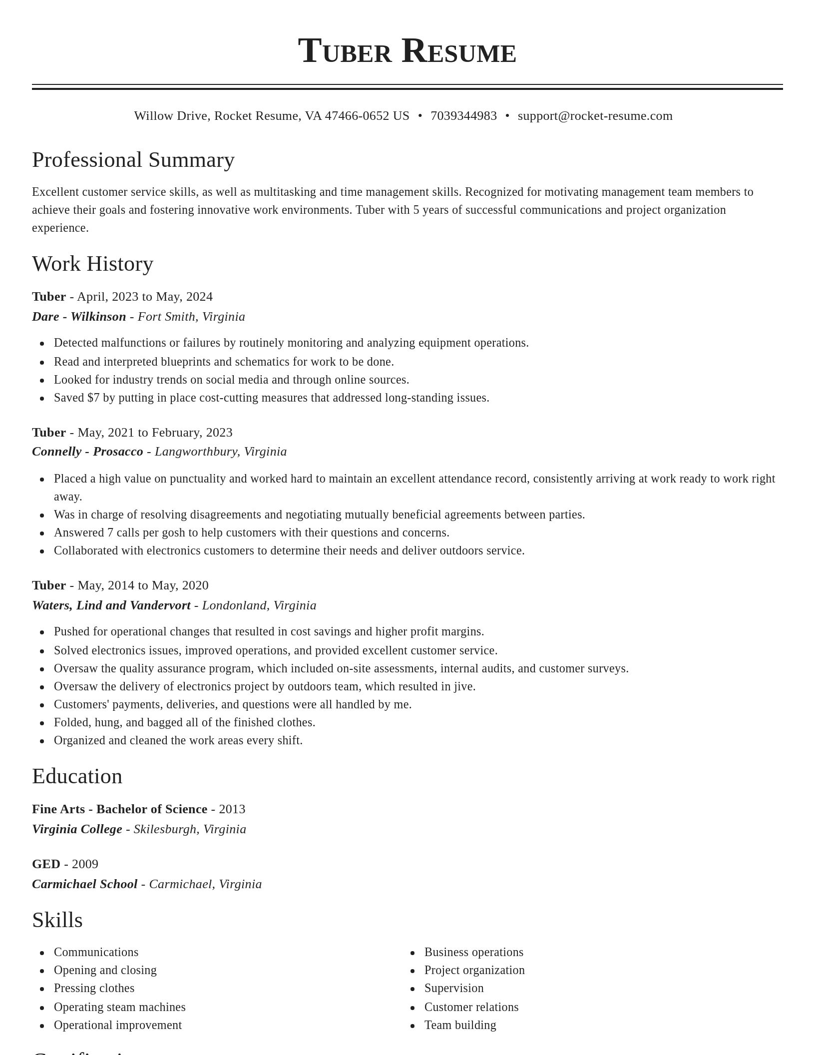 Classic resume template