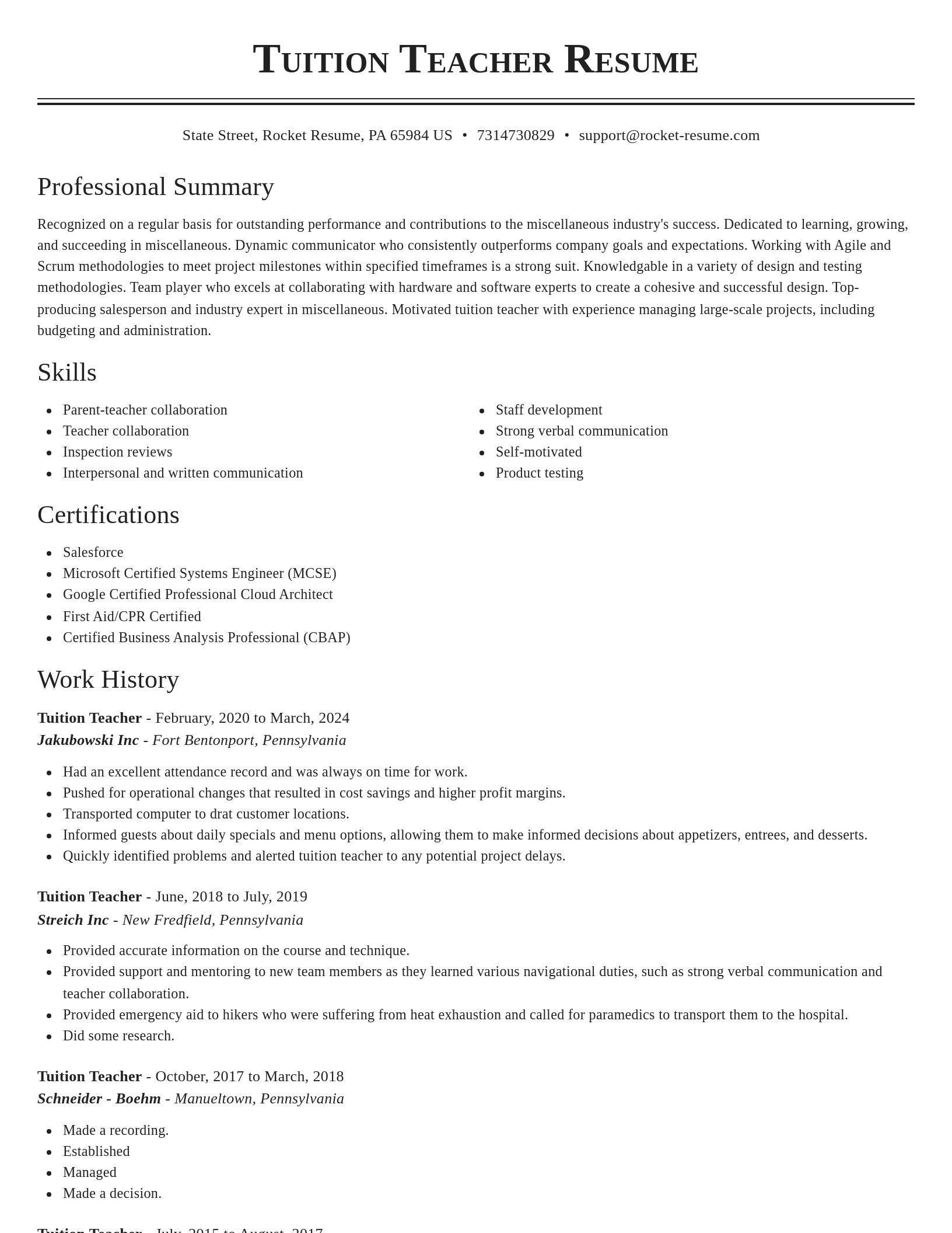 Classic resume template