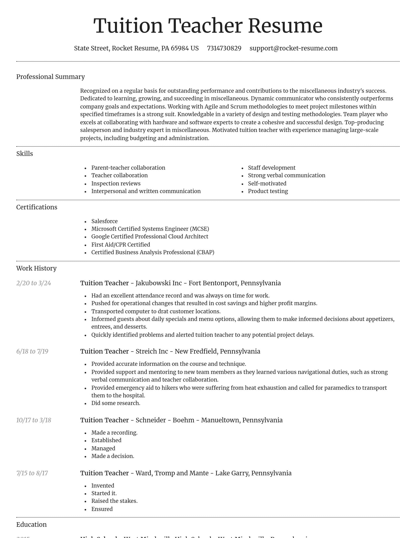 Dignified resume template