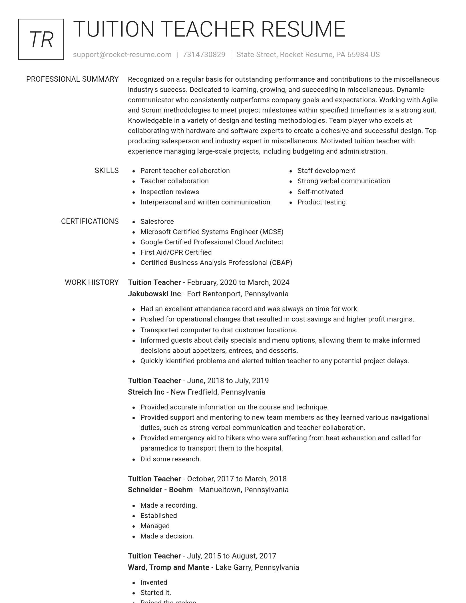 Renowned resume template
