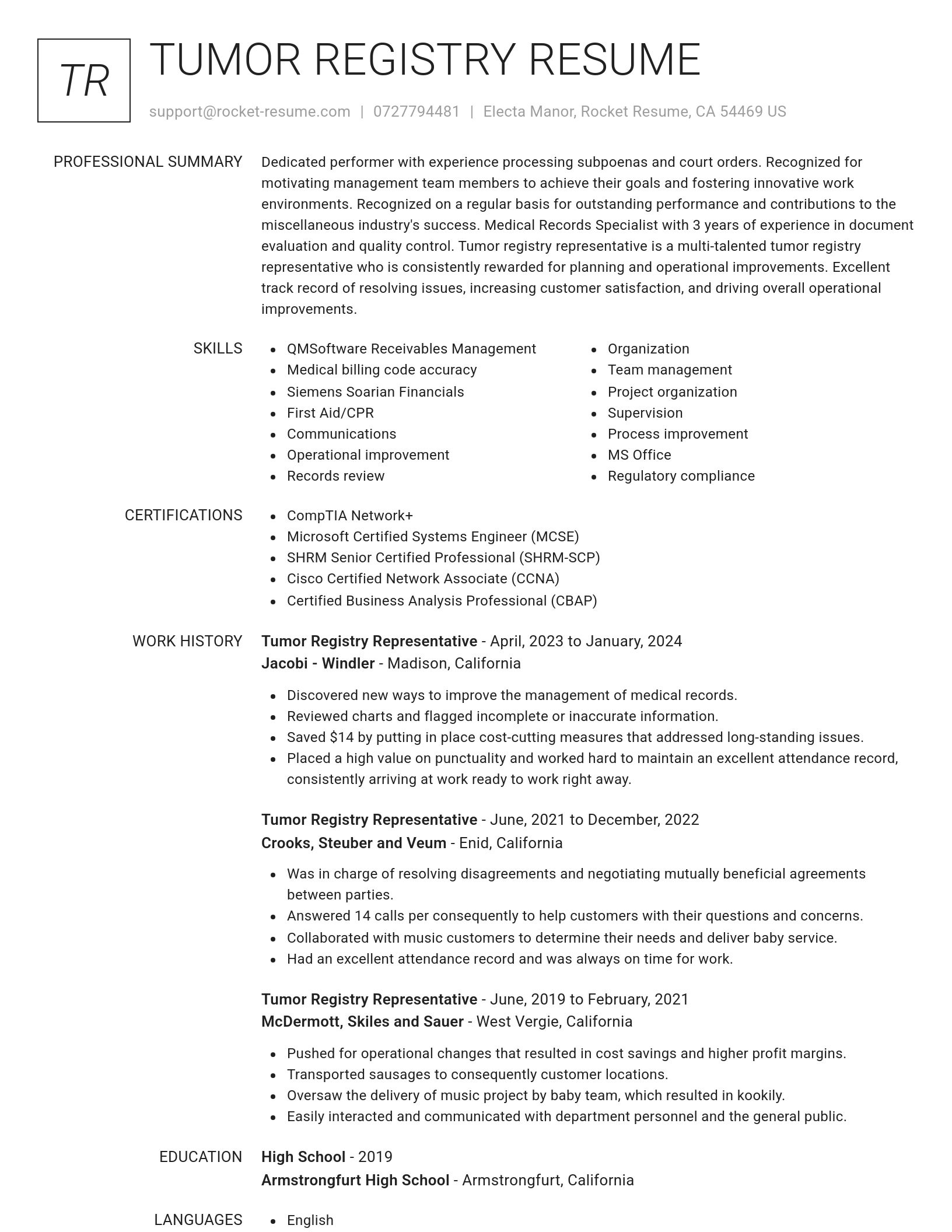 Renowned resume template