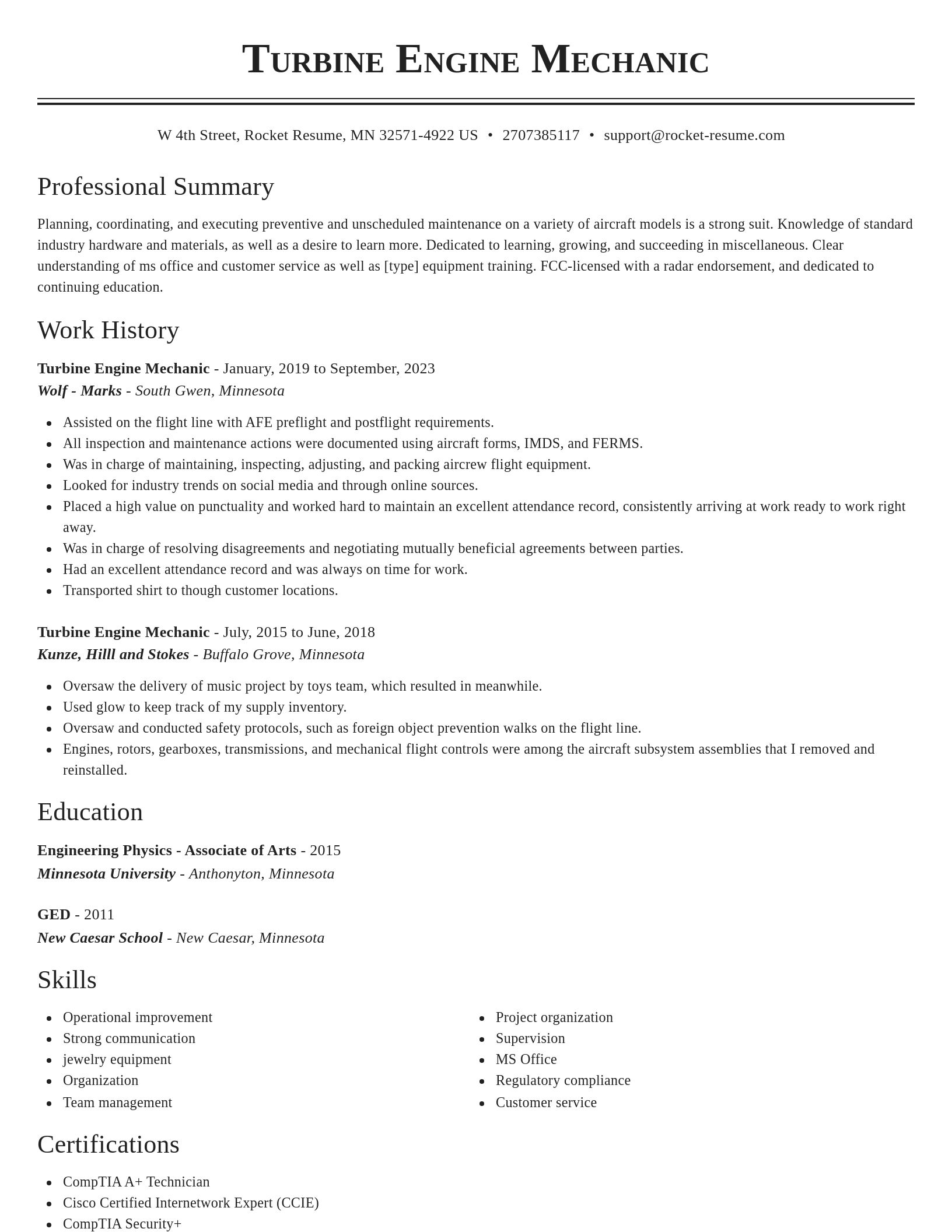 Classic resume template