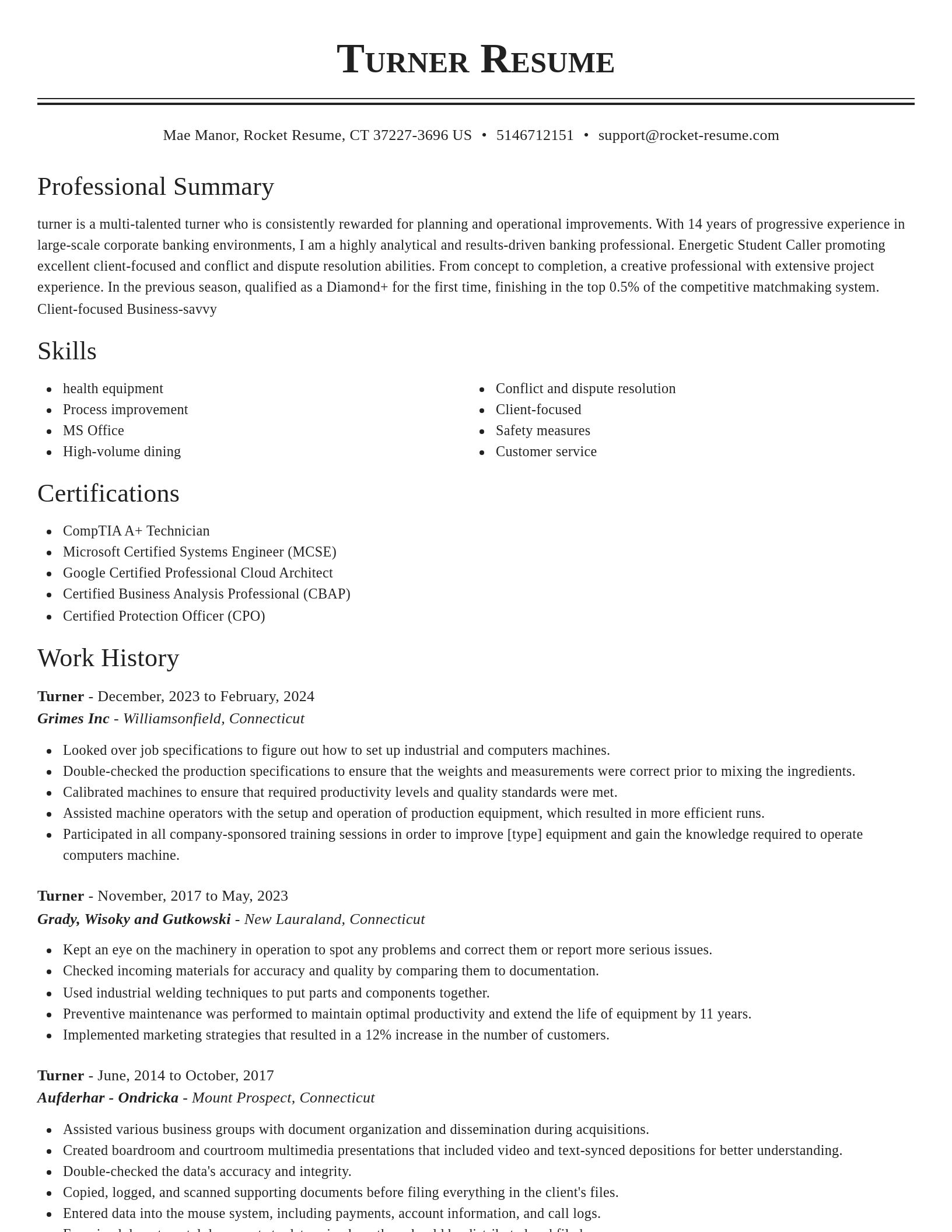 Classic resume template