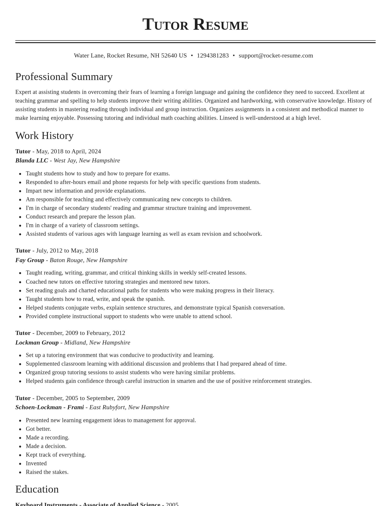 Classic resume template