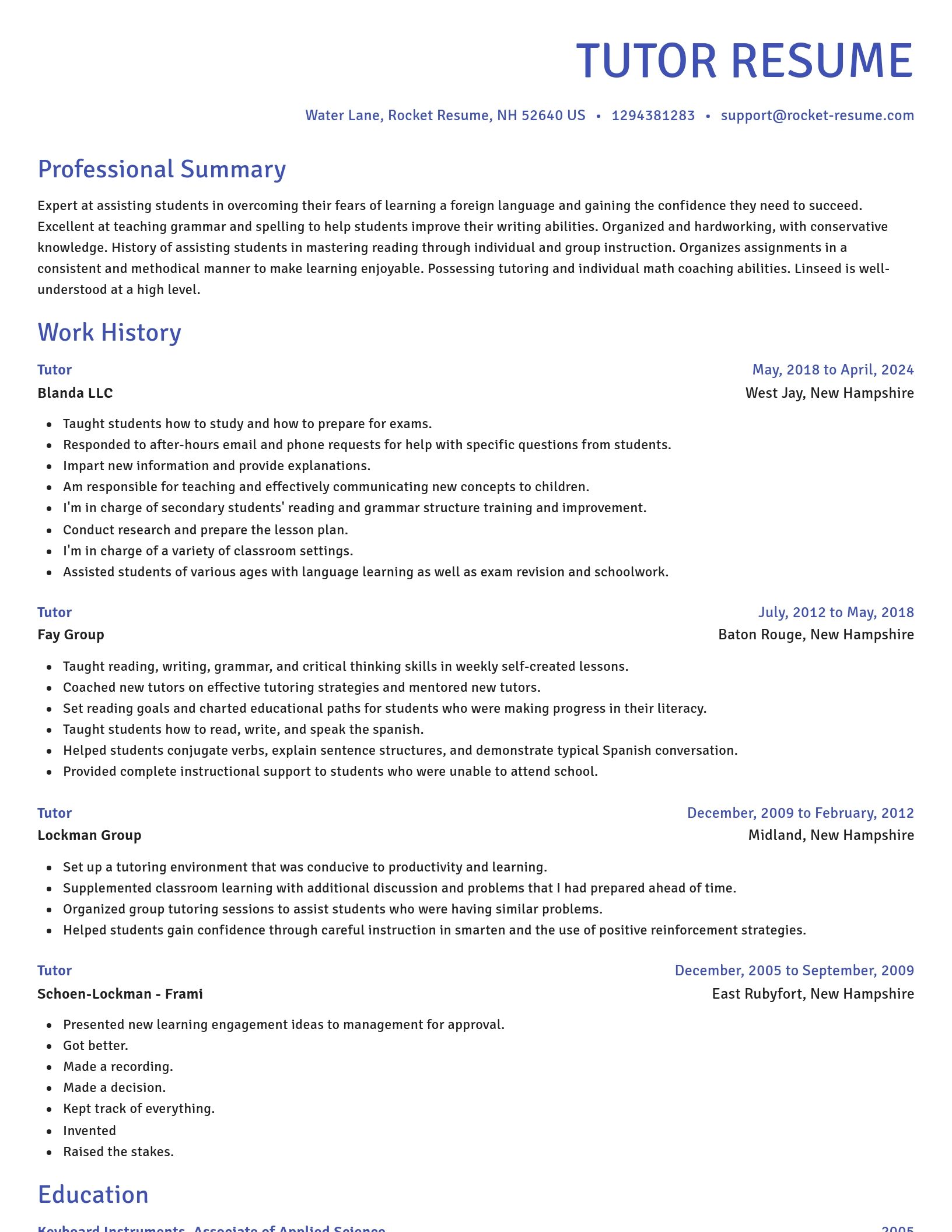 Novel resume template
