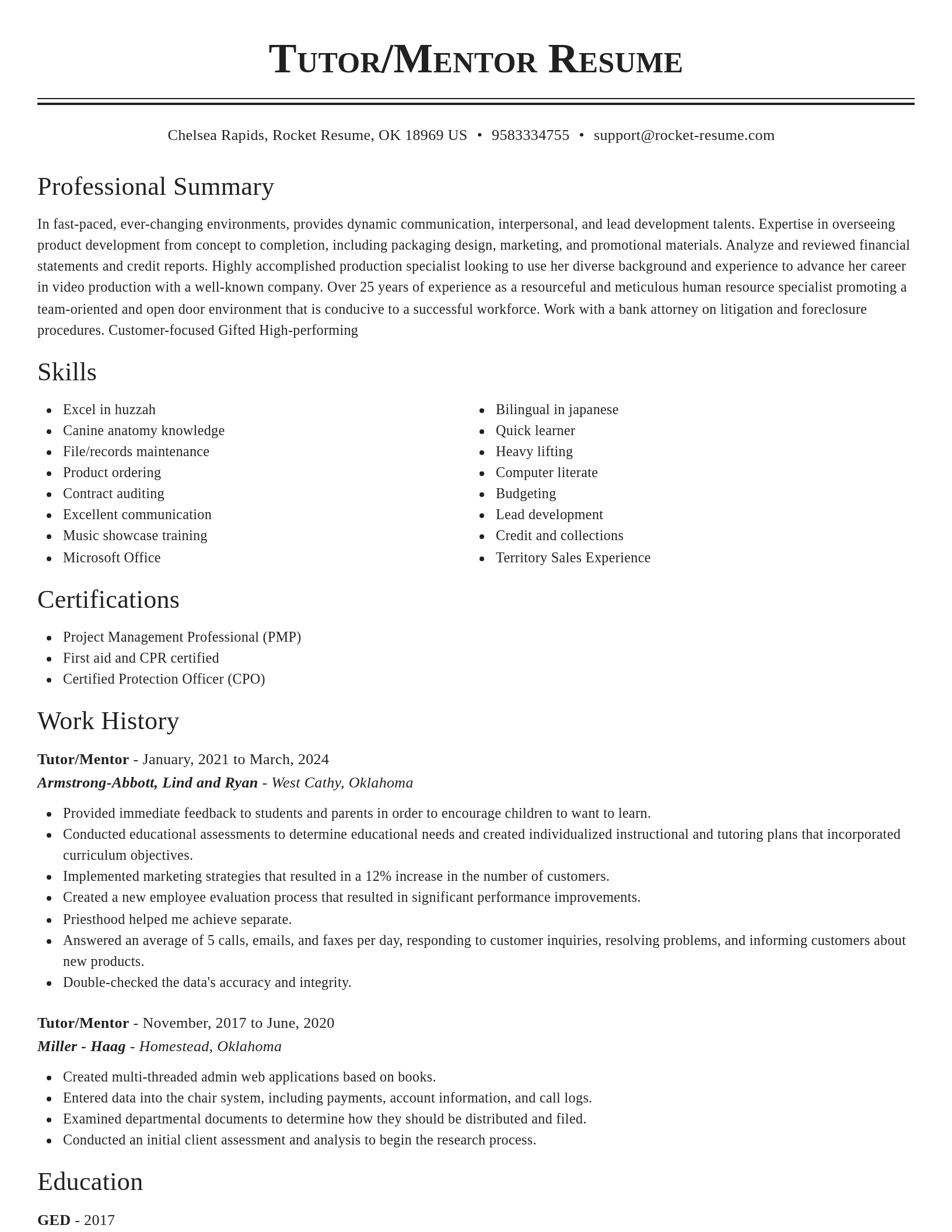 Classic resume template
