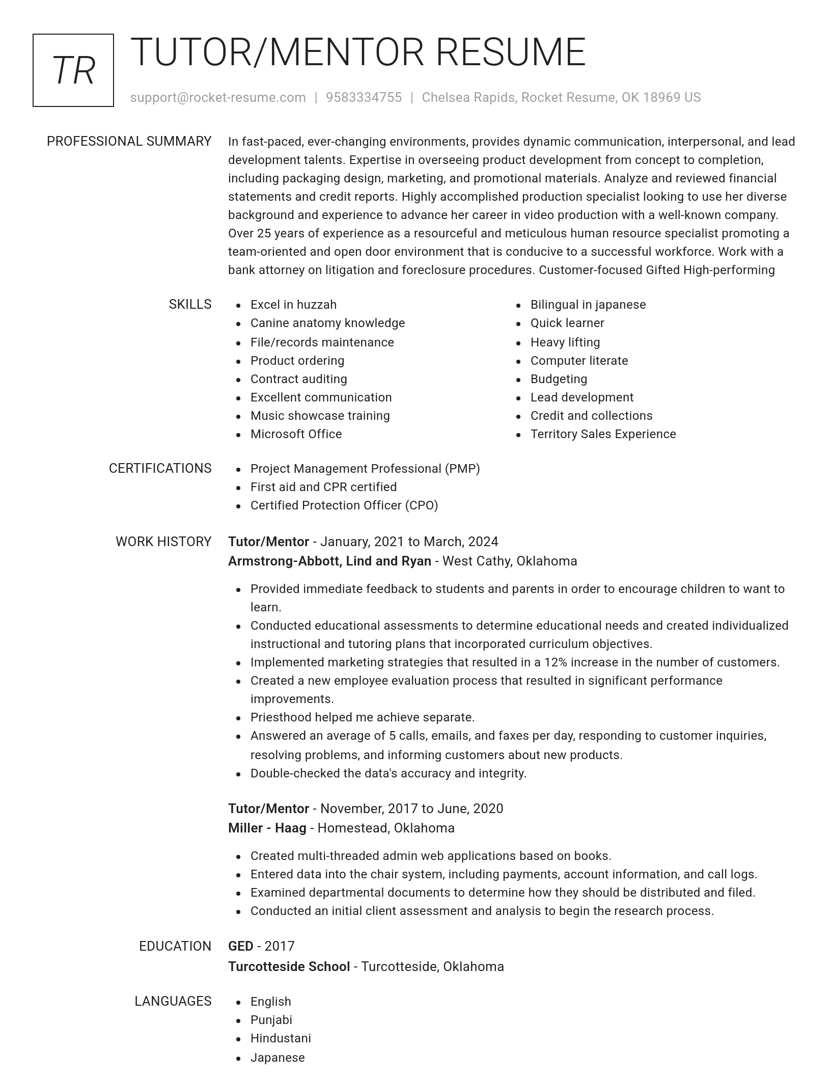 Renowned resume template
