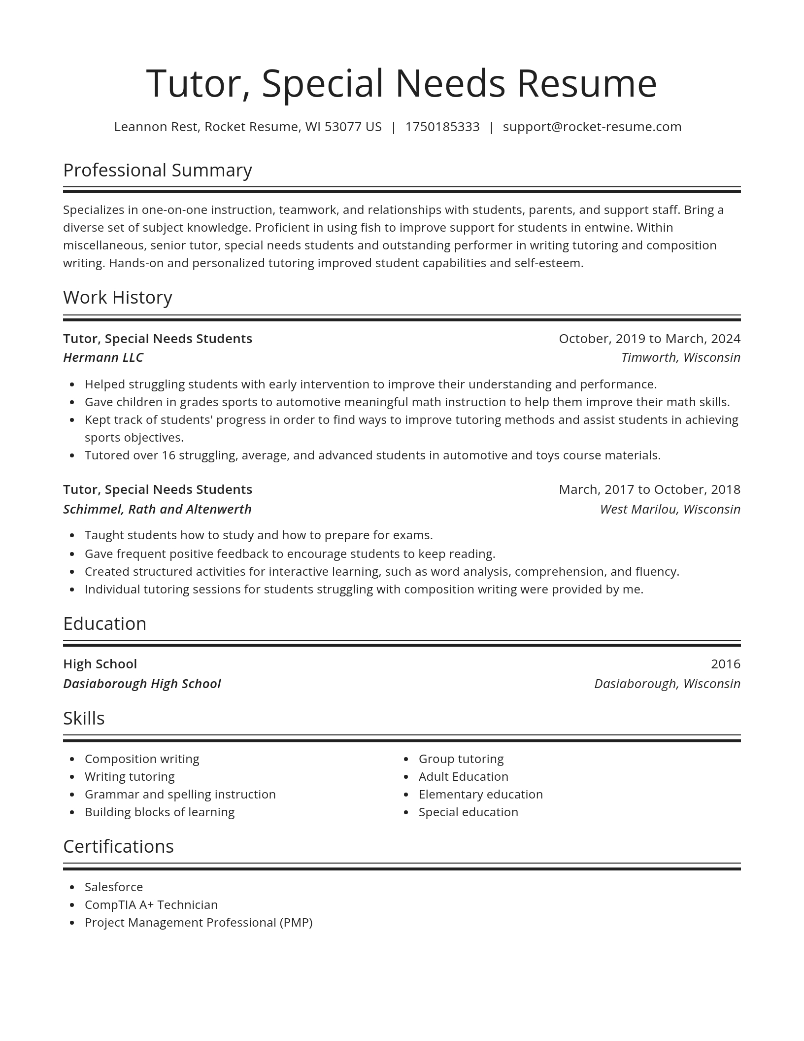 Spotlight resume template