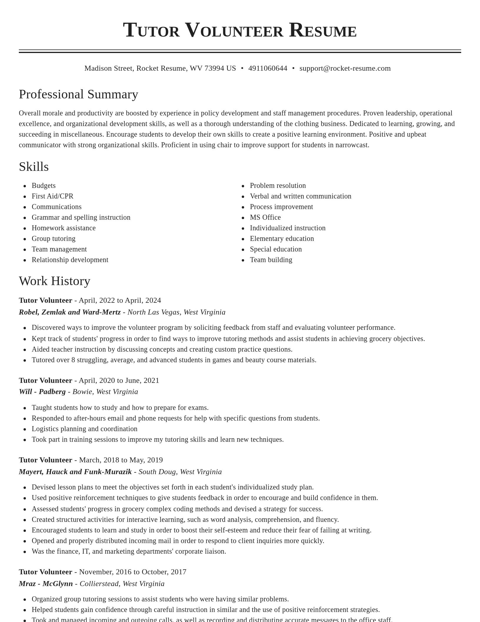 Classic resume template