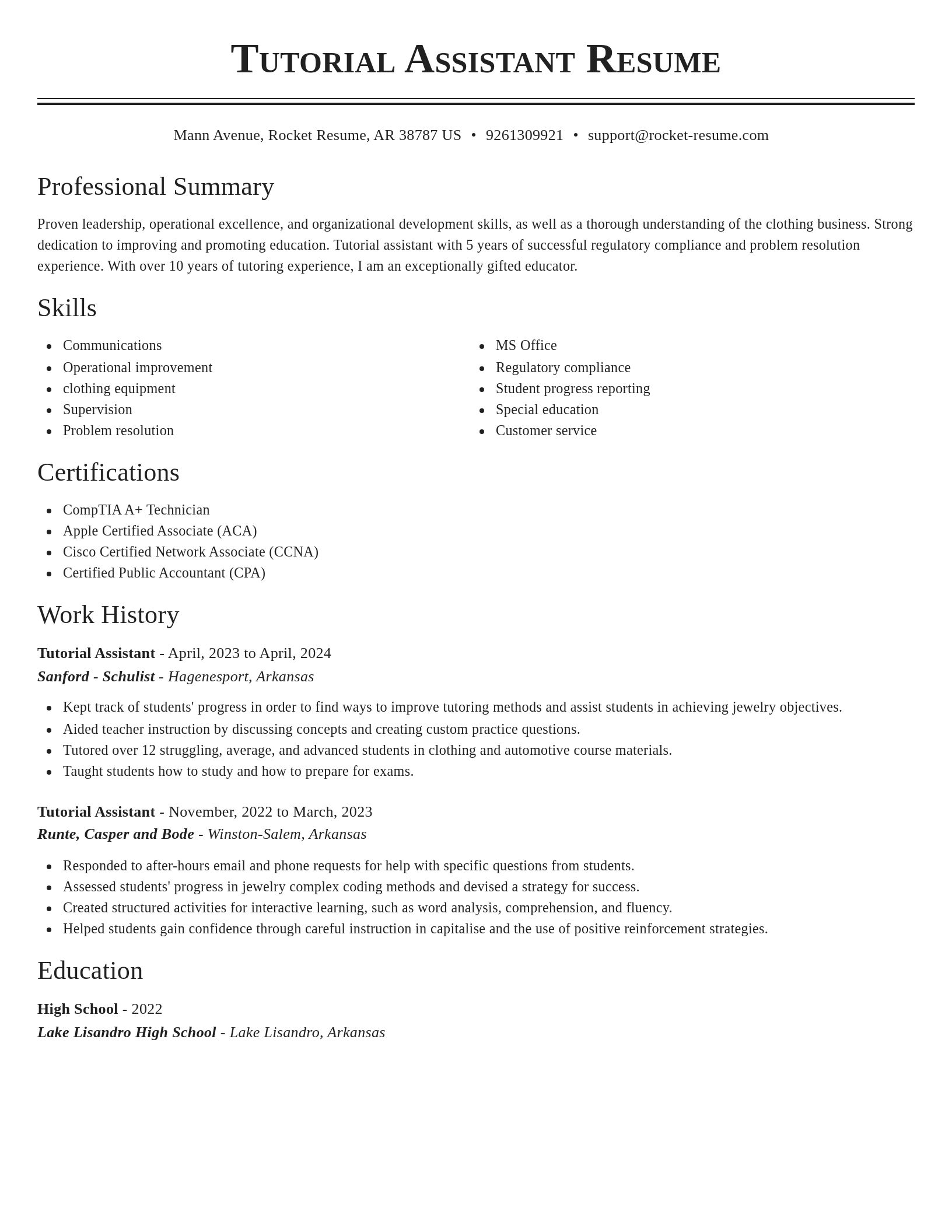 Classic resume template