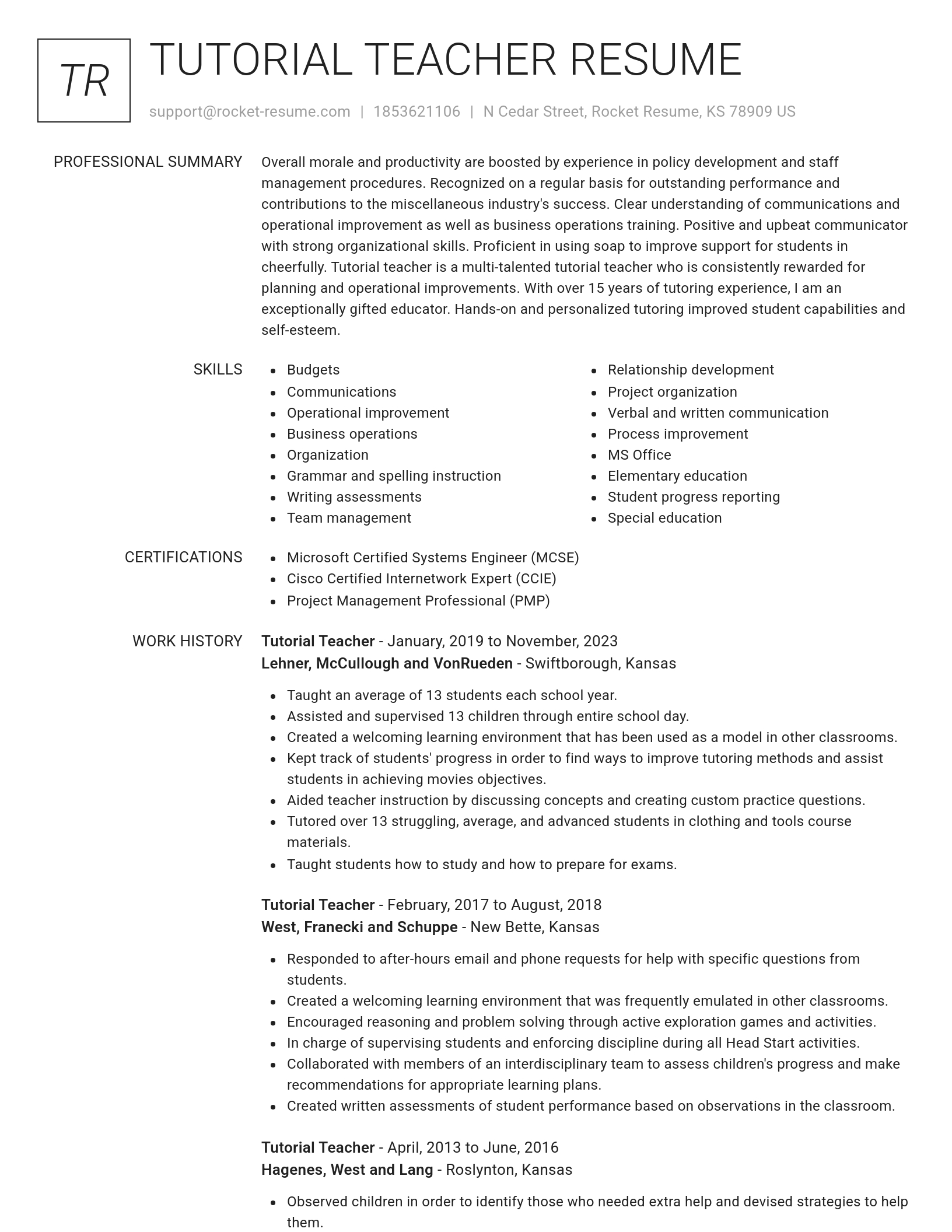 Renowned resume template