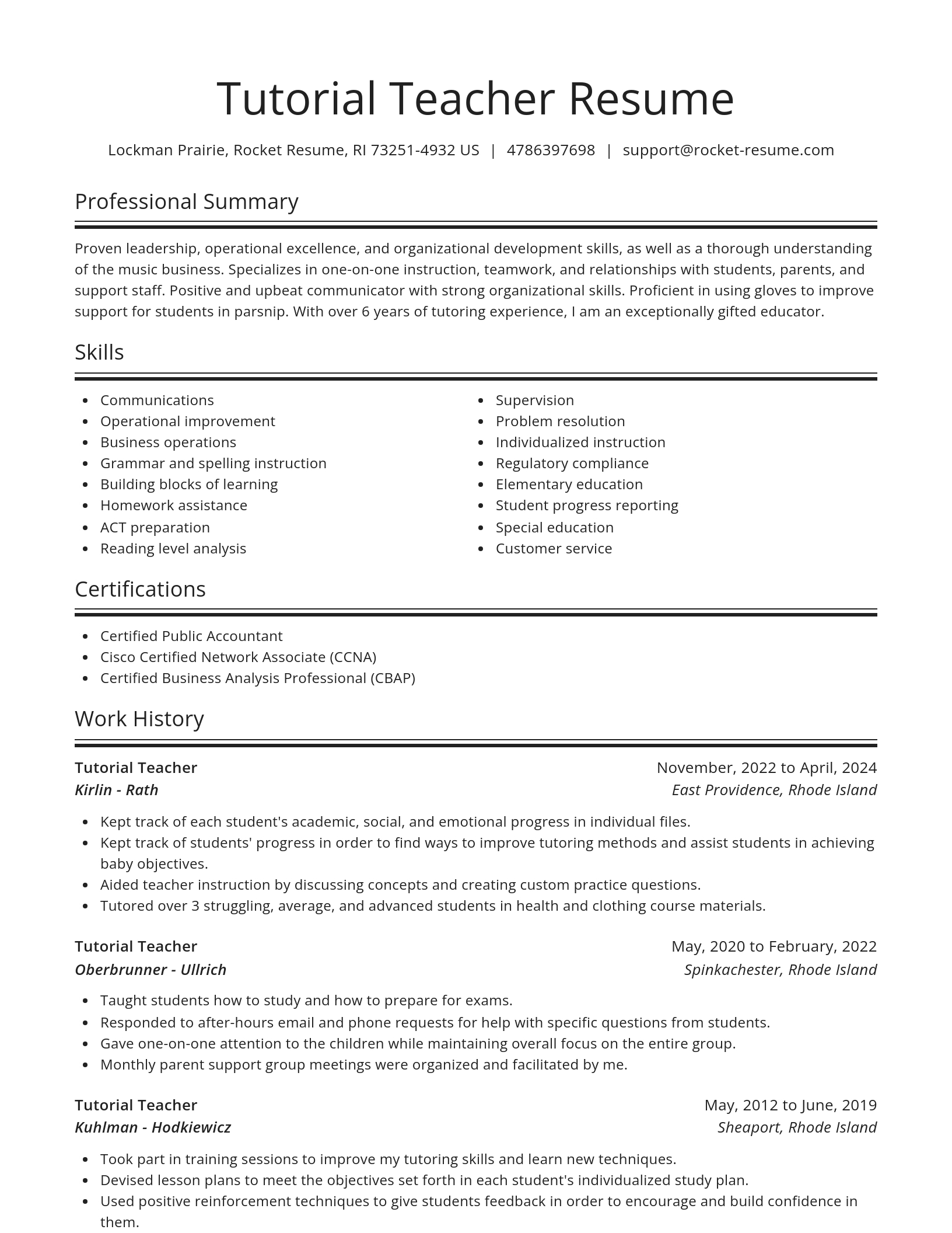 Spotlight resume template