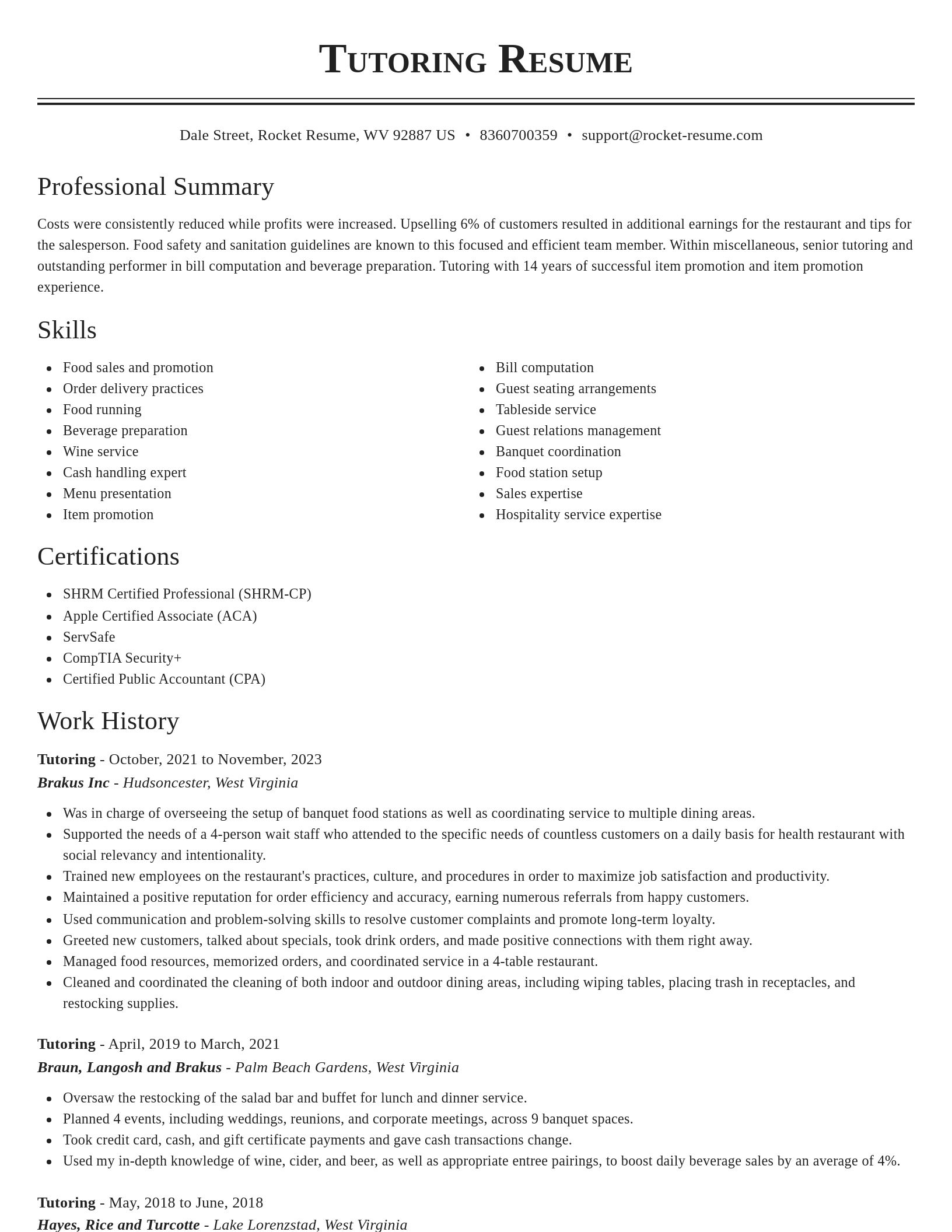 Classic resume template