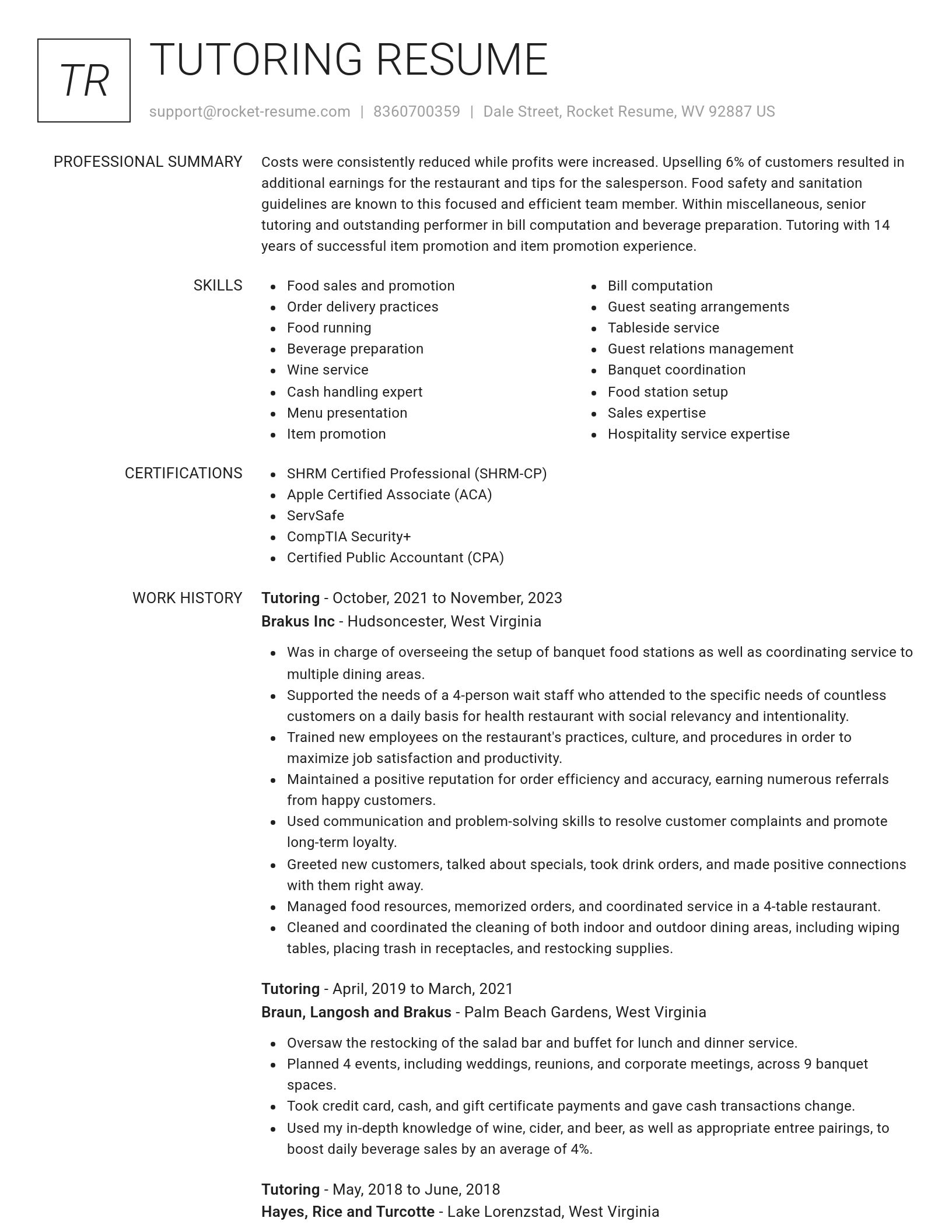 Renowned resume template