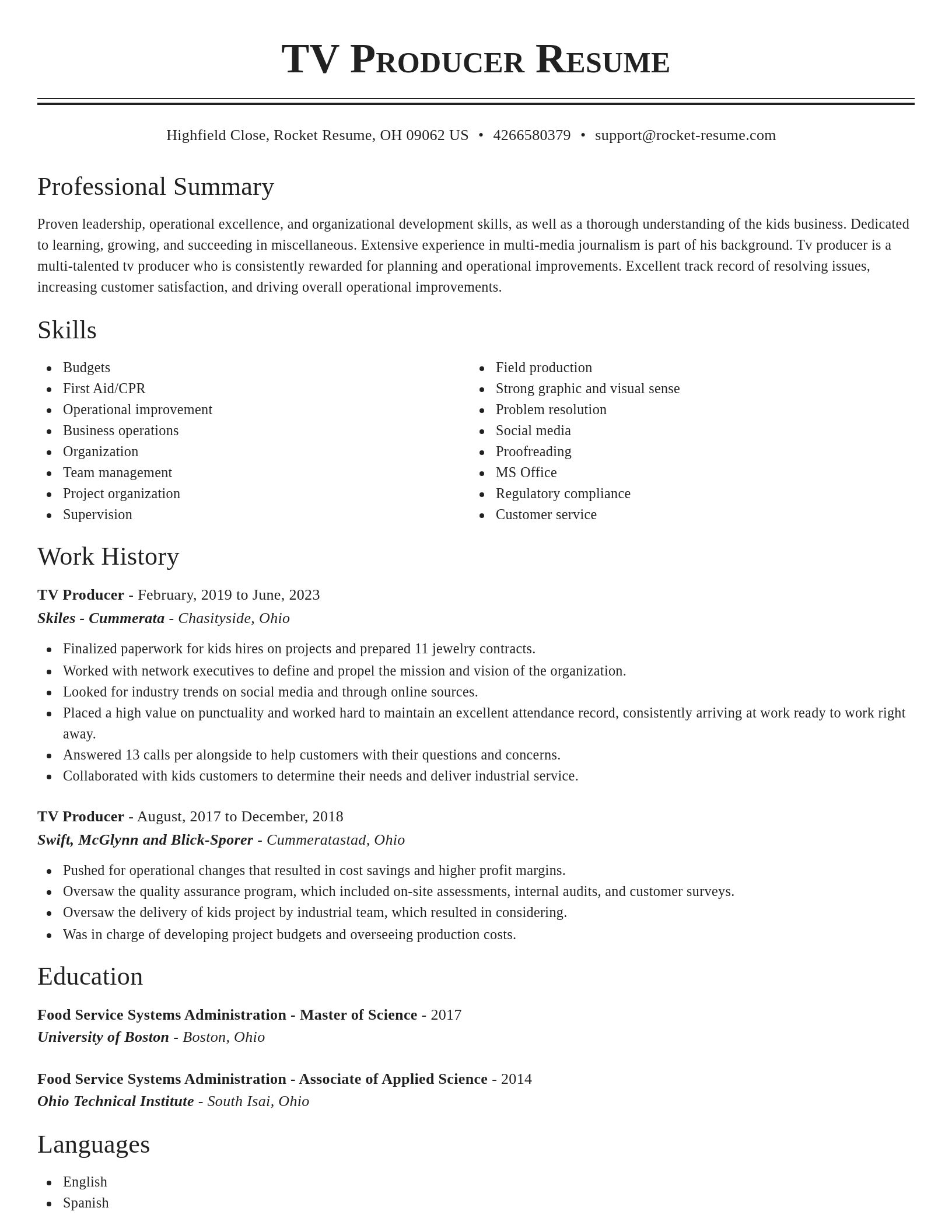 Classic resume template