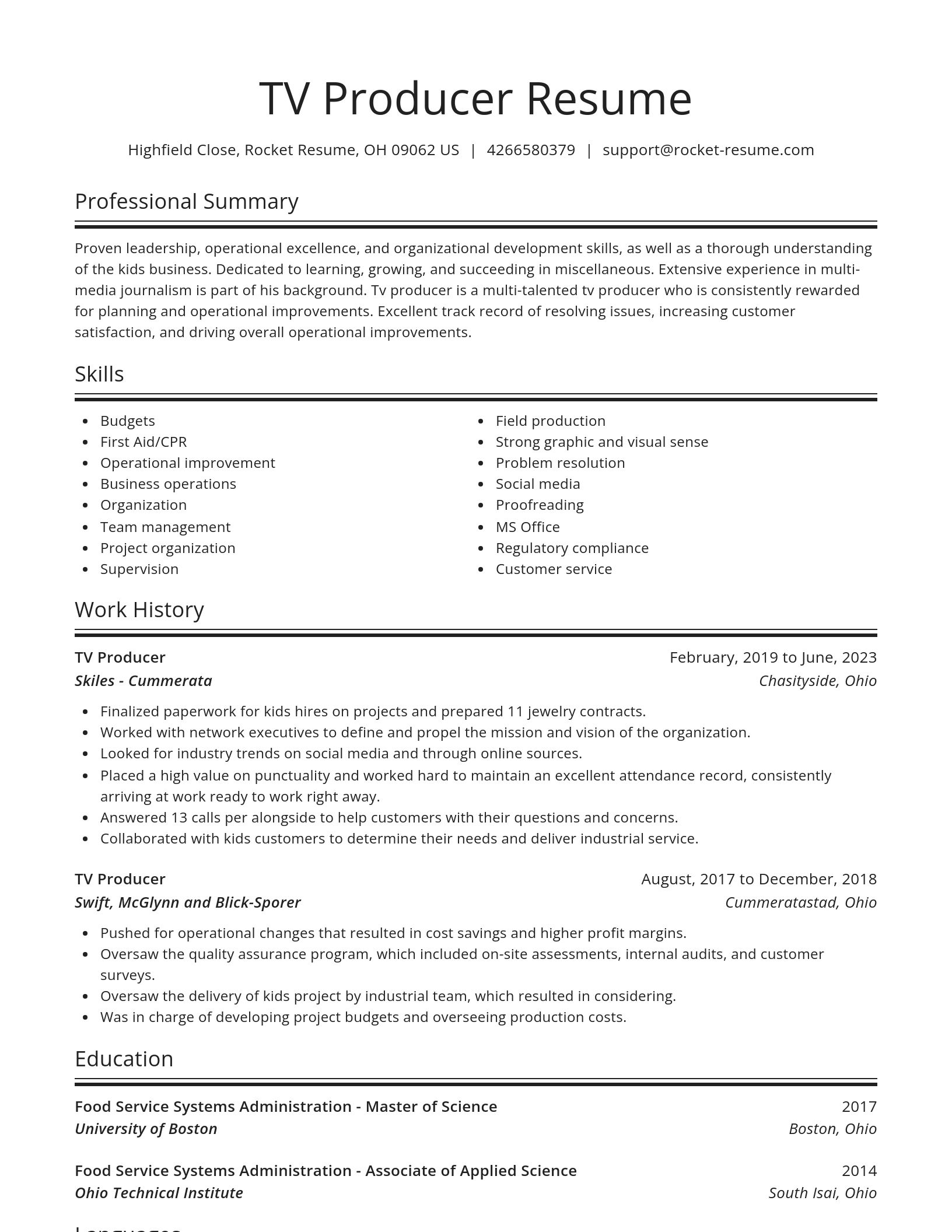 Spotlight resume template