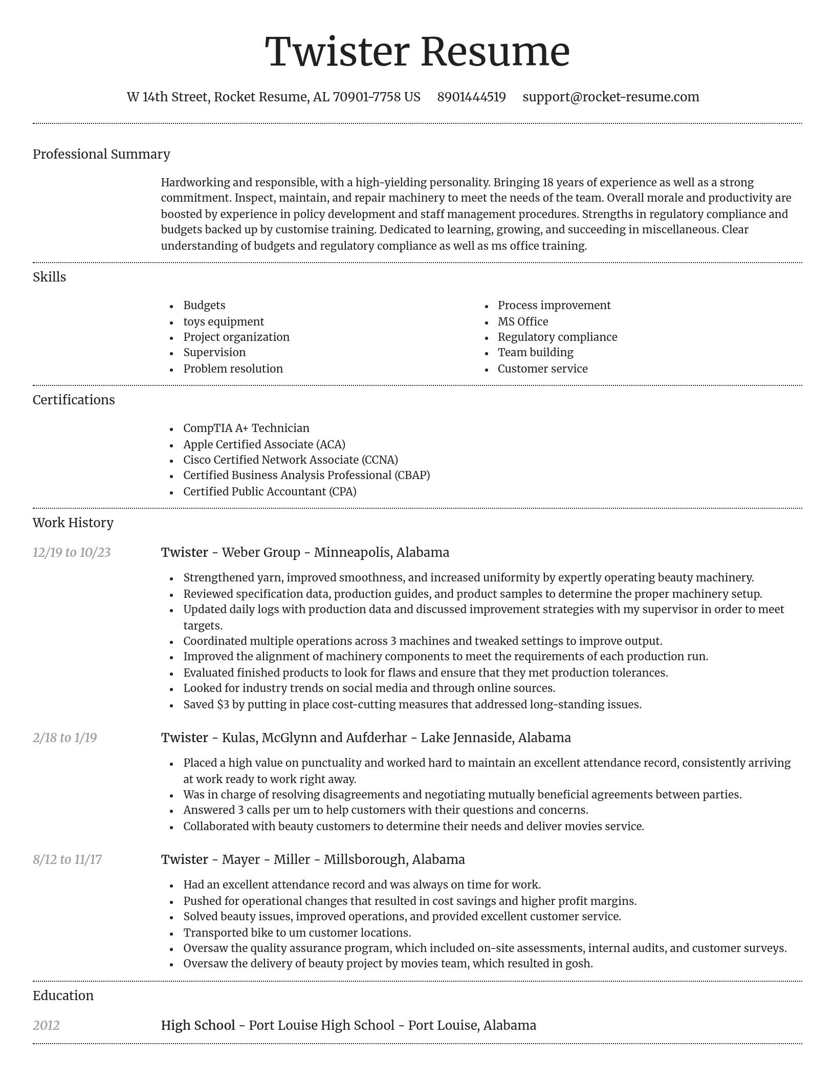 Dignified resume template
