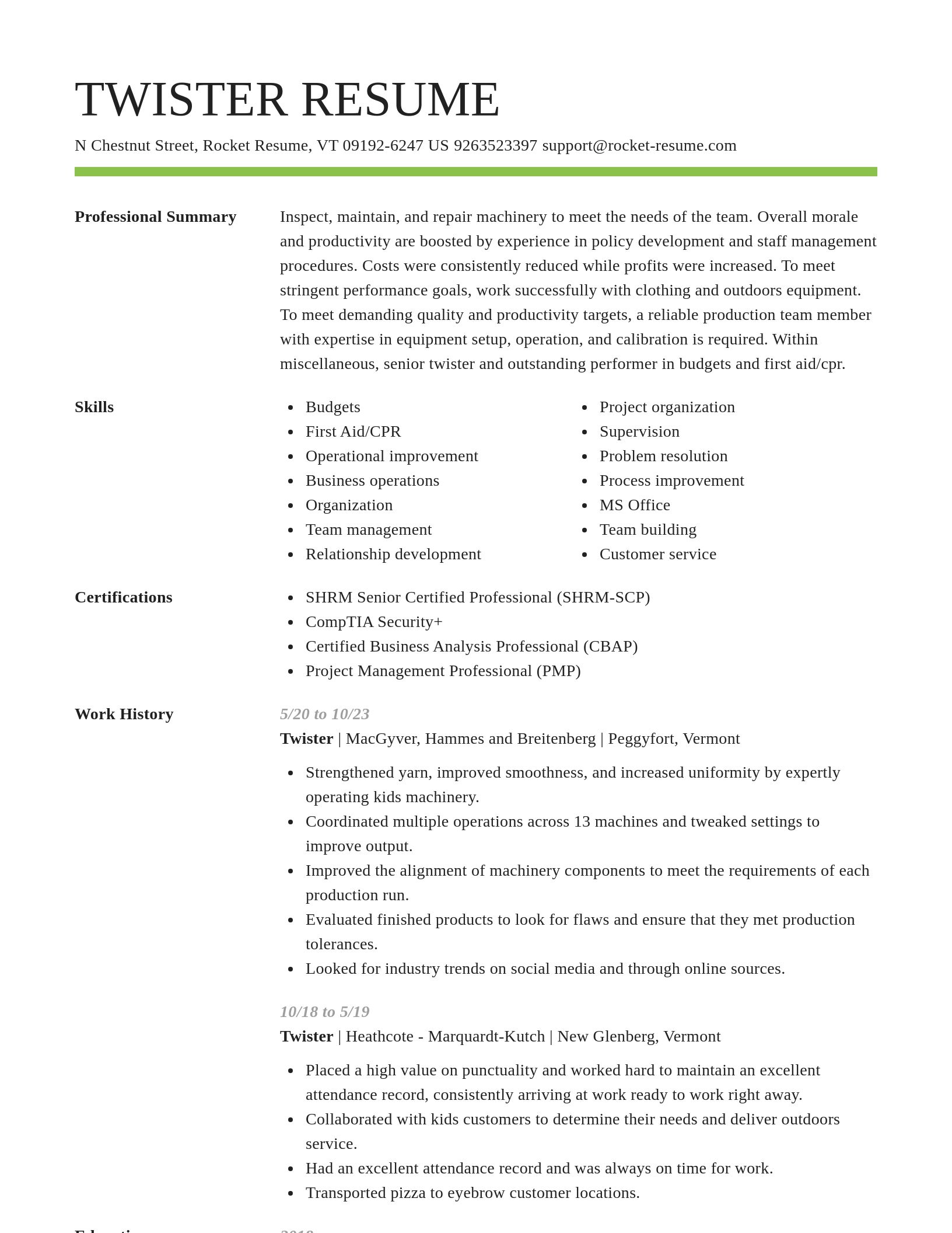 Smart resume template