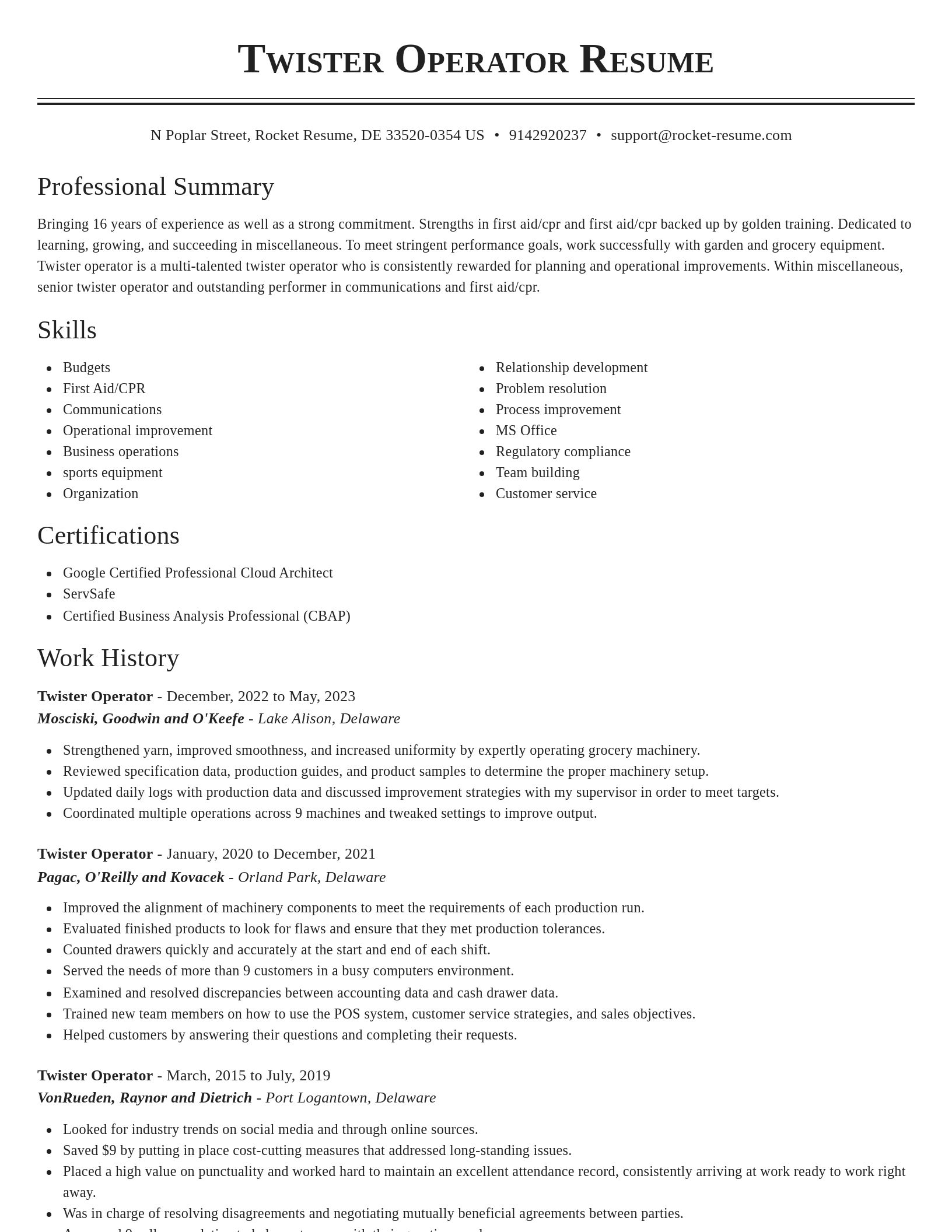 Classic resume template