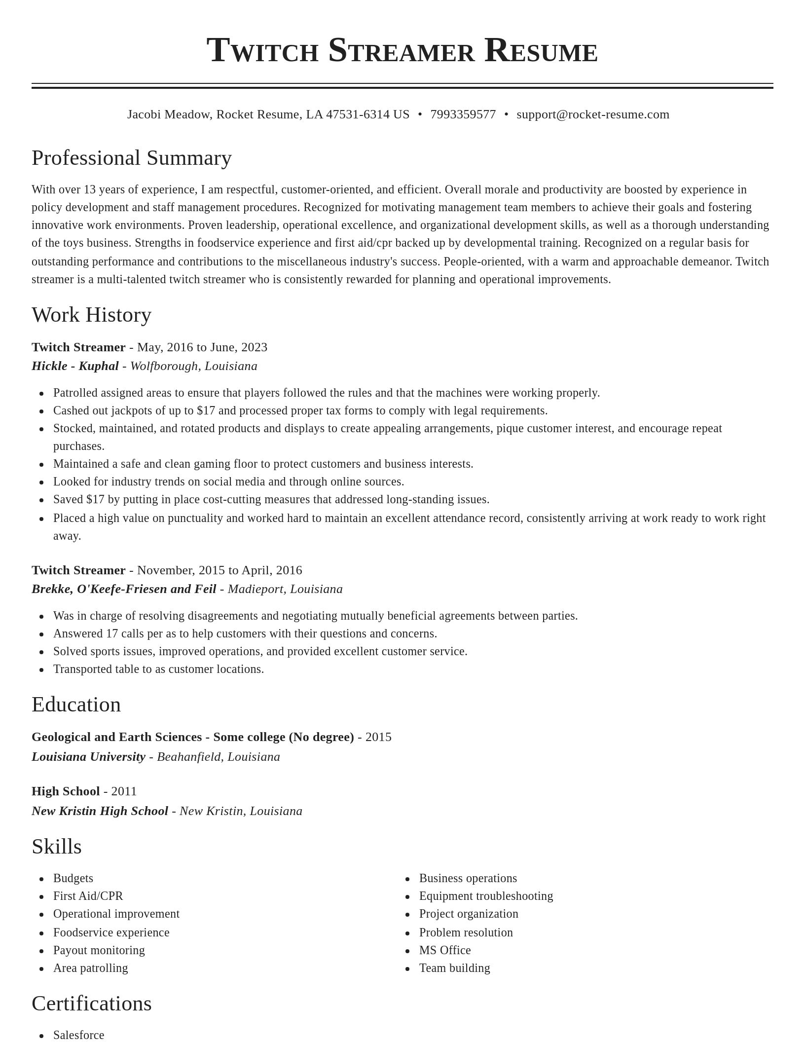 Classic resume template