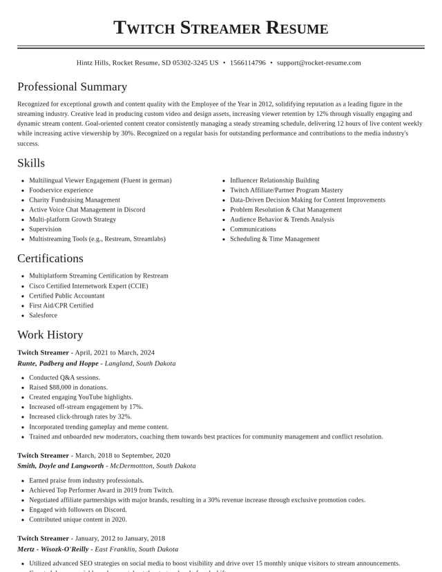 Classic resume template