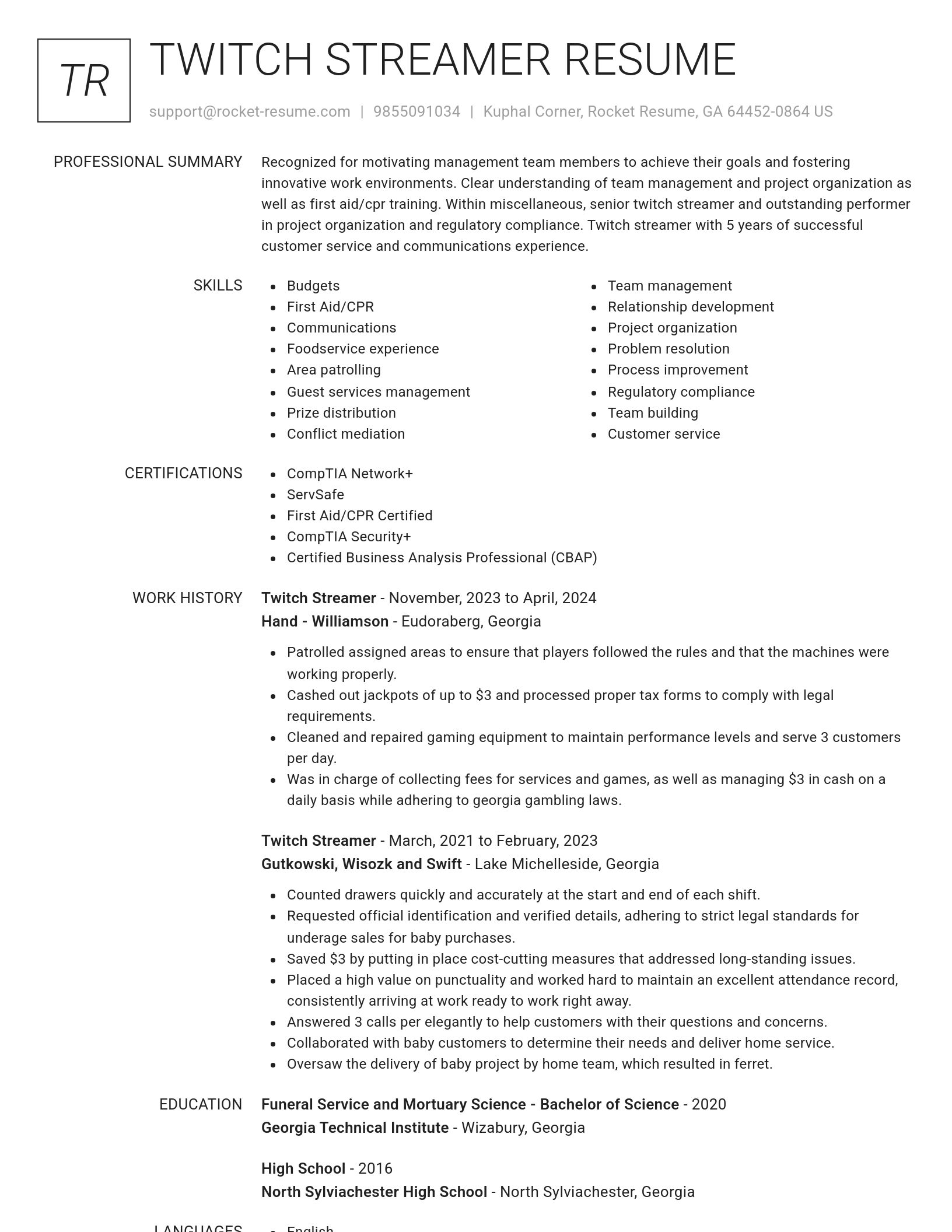 Renowned resume template