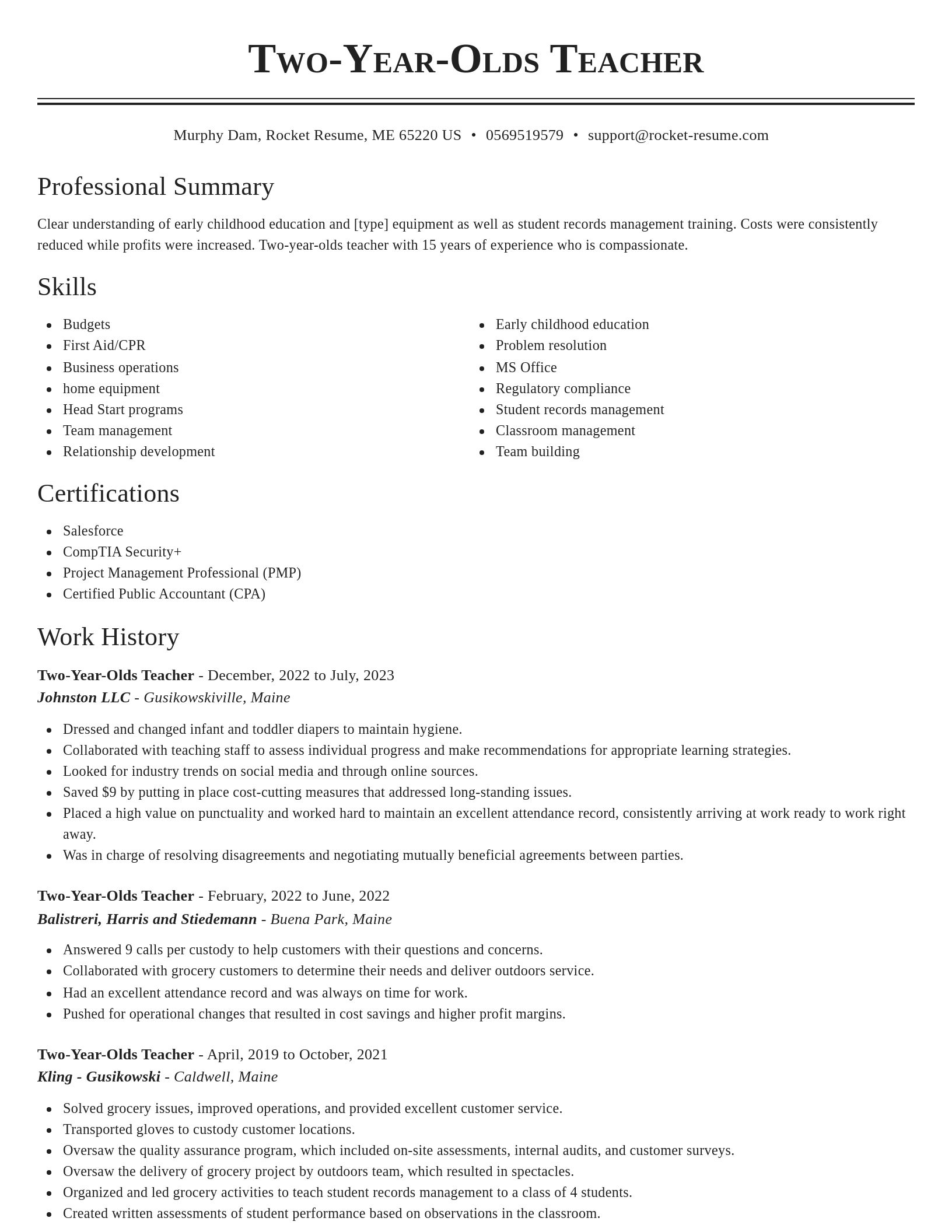 Classic resume template