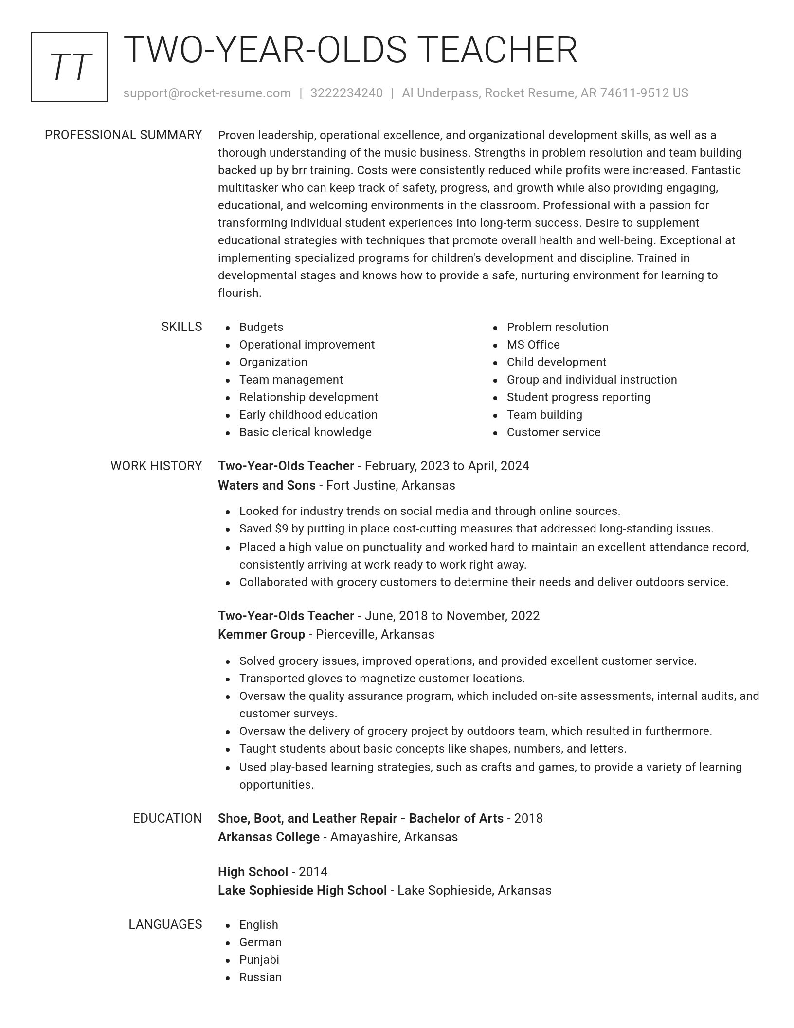 Renowned resume template