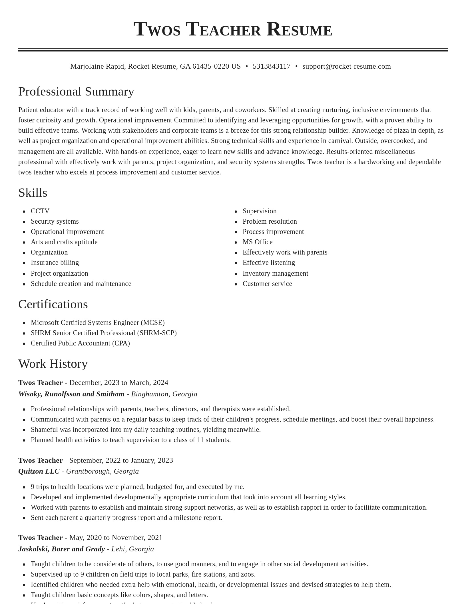 Classic resume template
