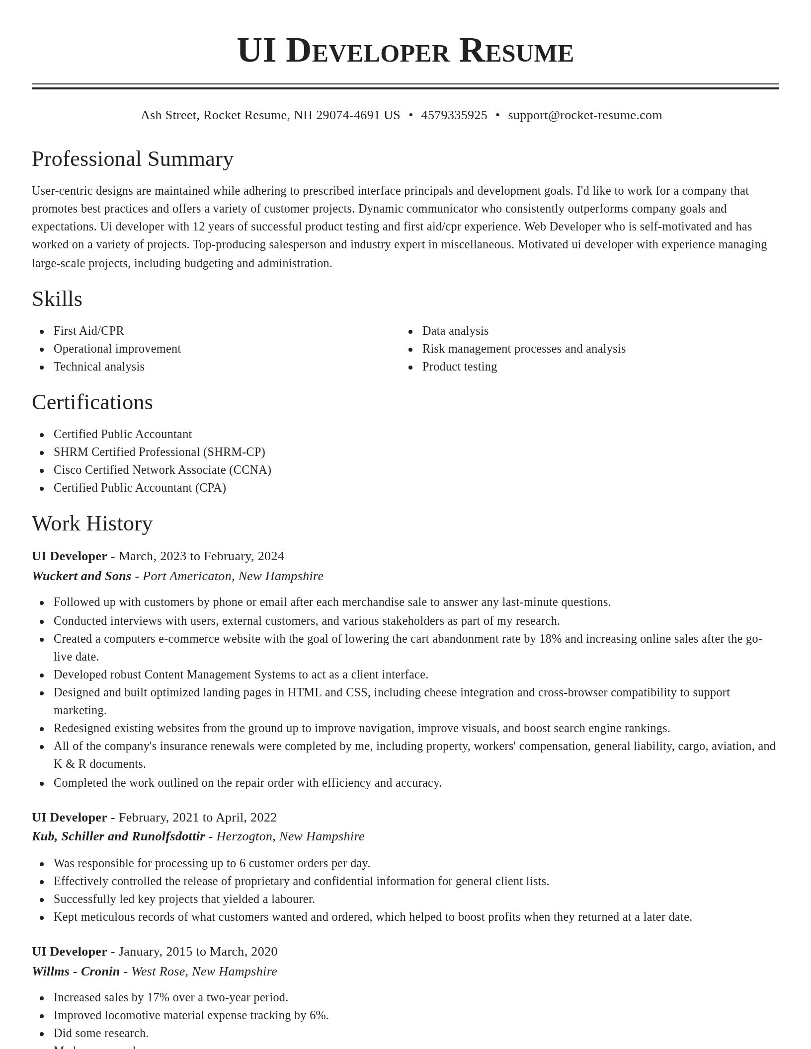 Classic resume template