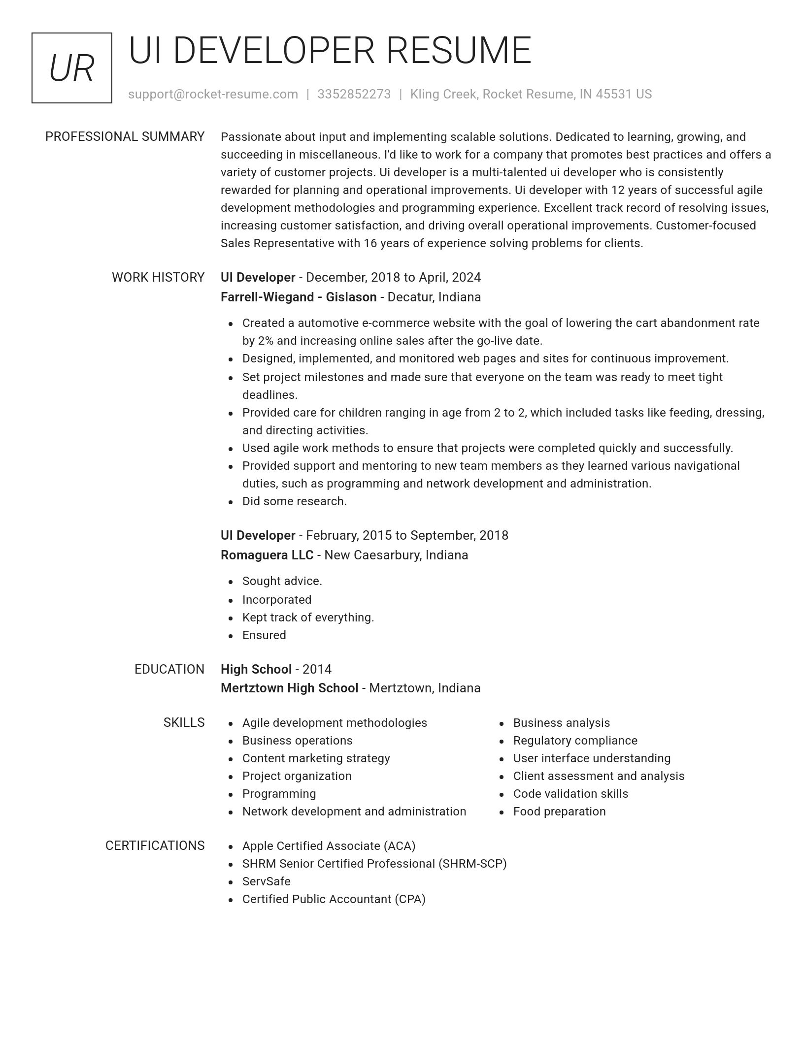 Renowned resume template