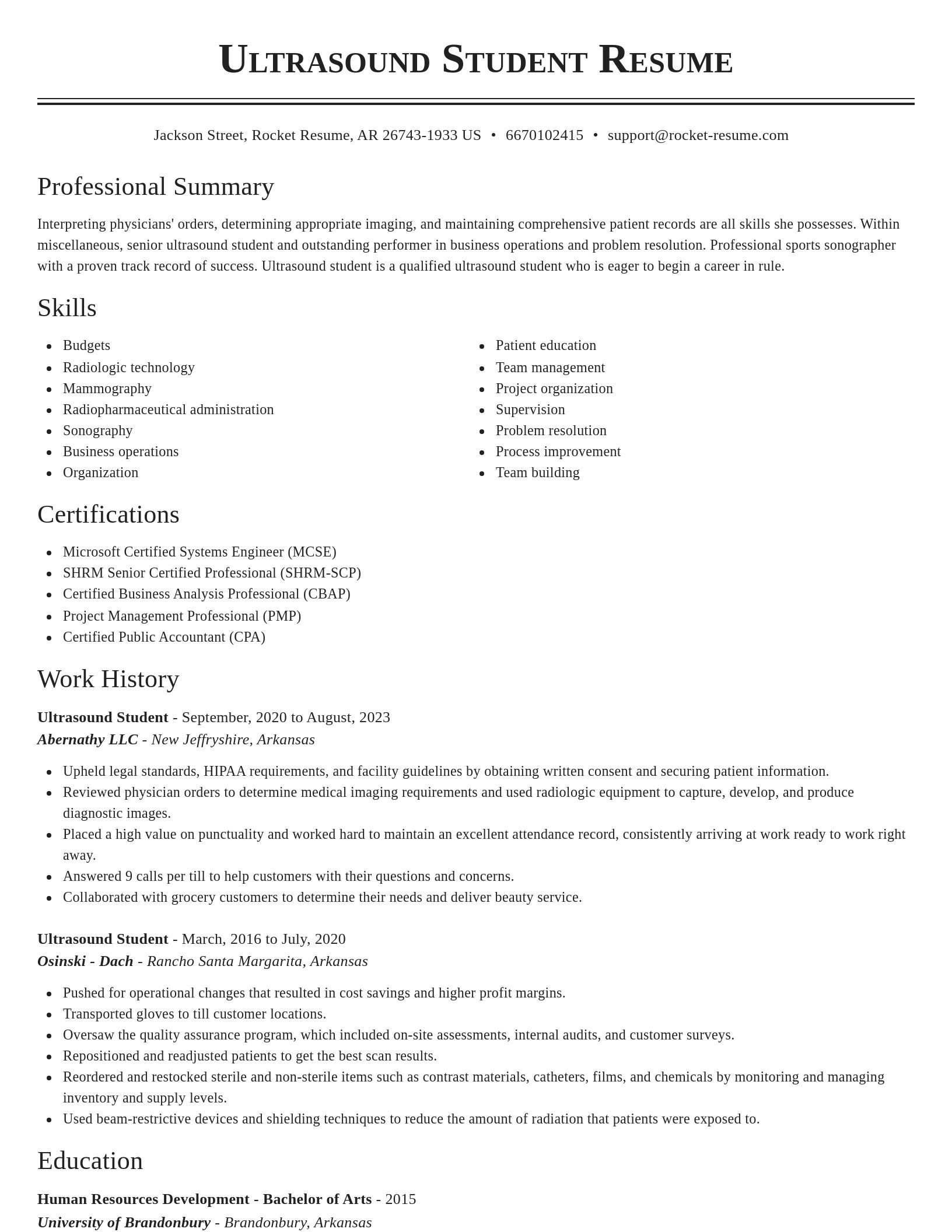 Classic resume template