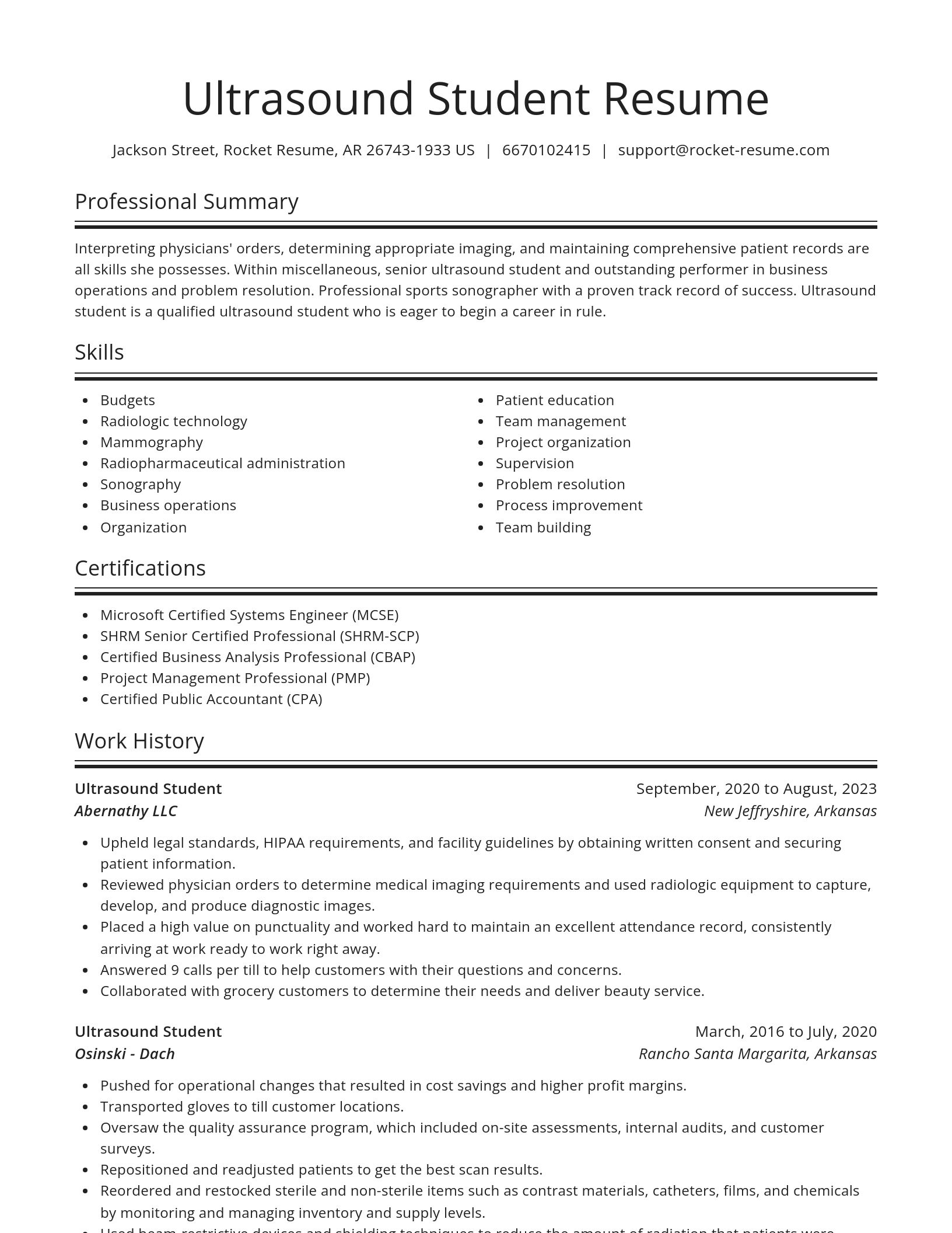 Spotlight resume template