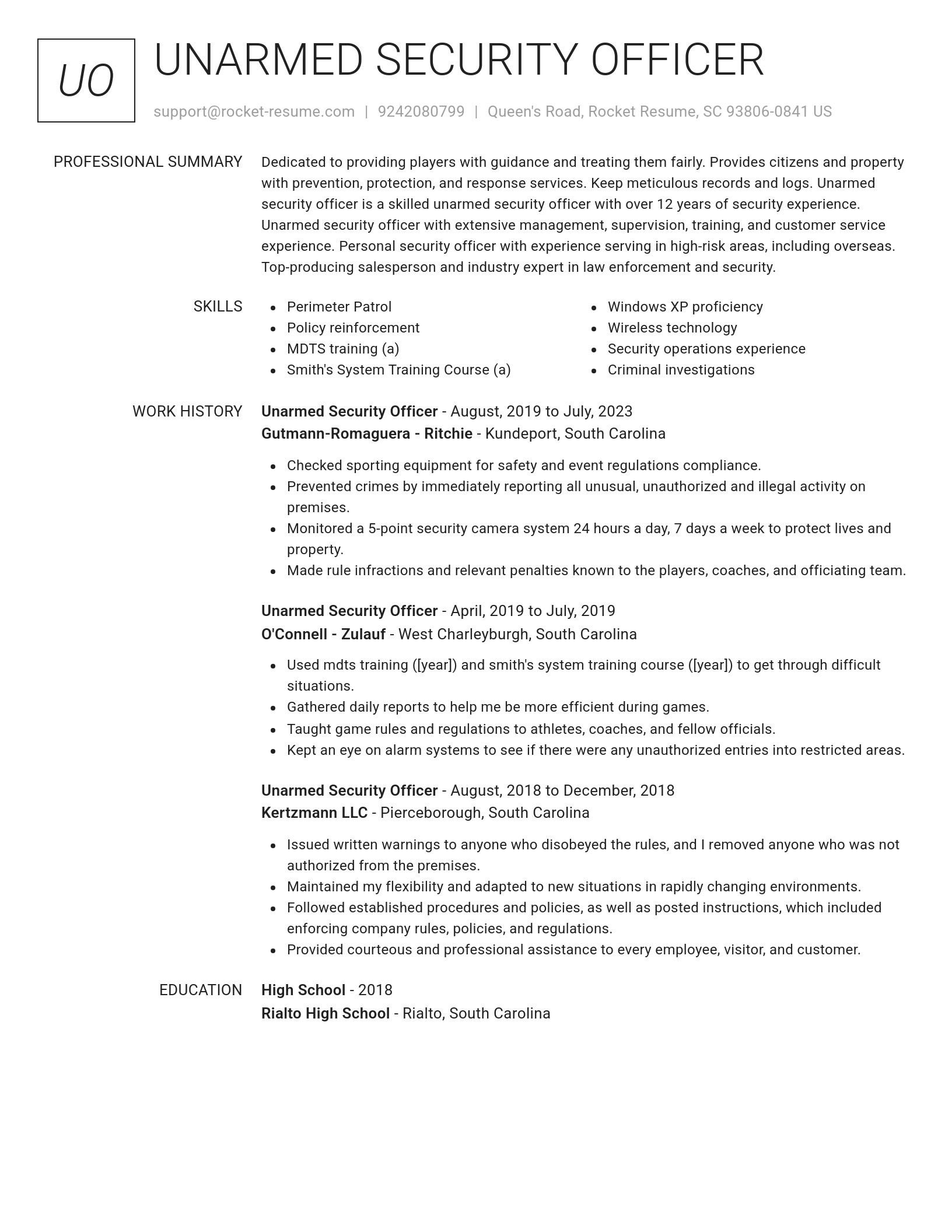 Renowned resume template