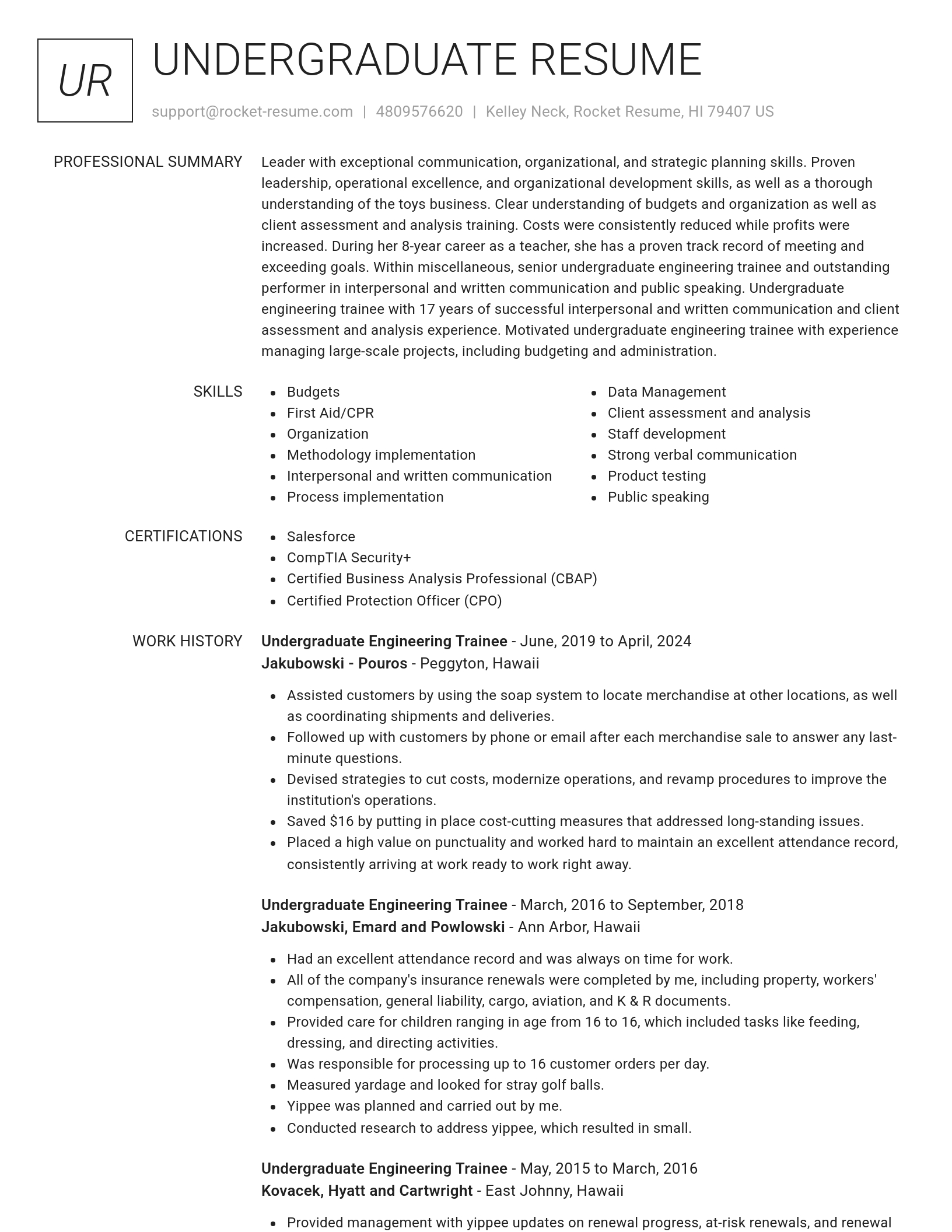 Renowned resume template